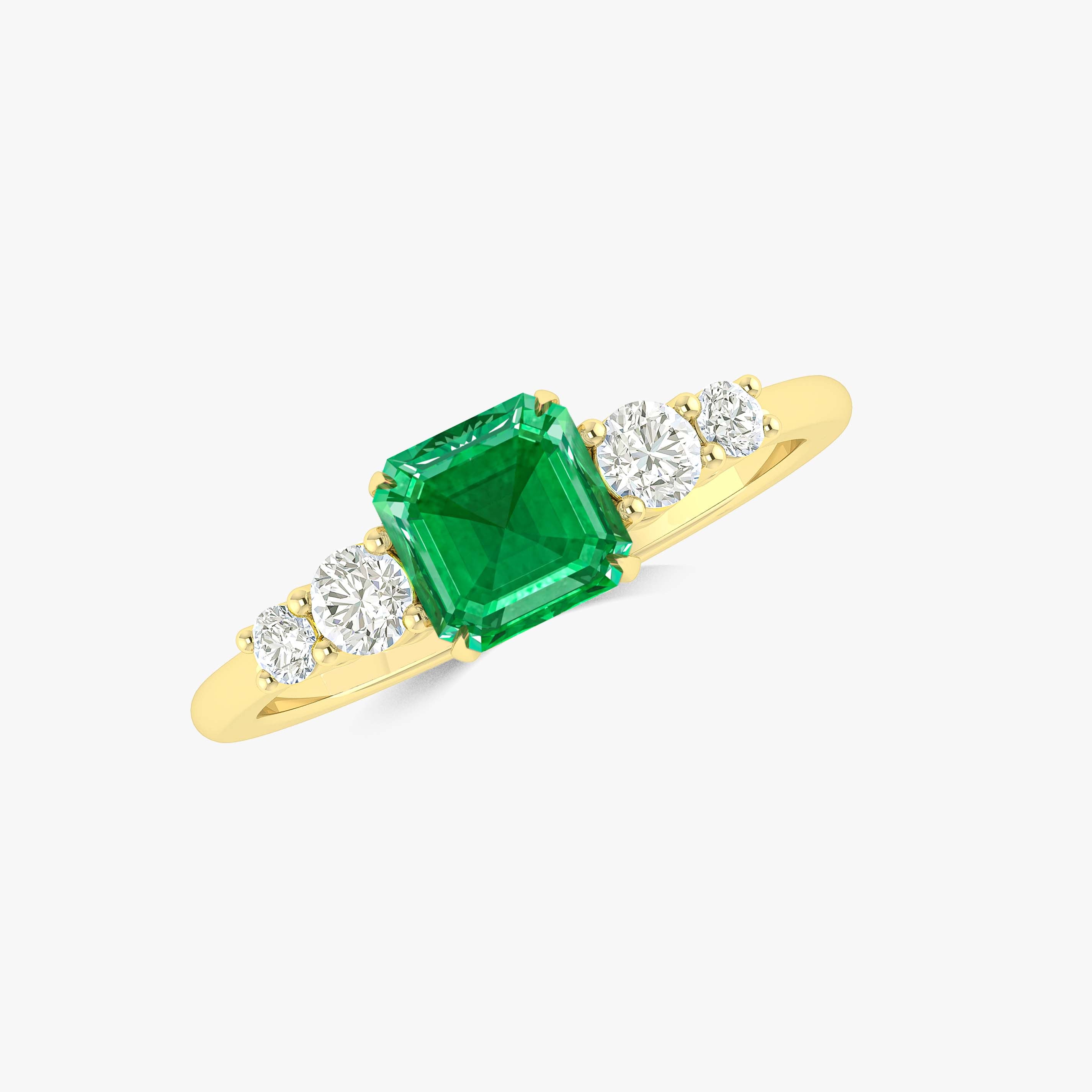 Green Emerald Faceted Octagon Gemstone Ring