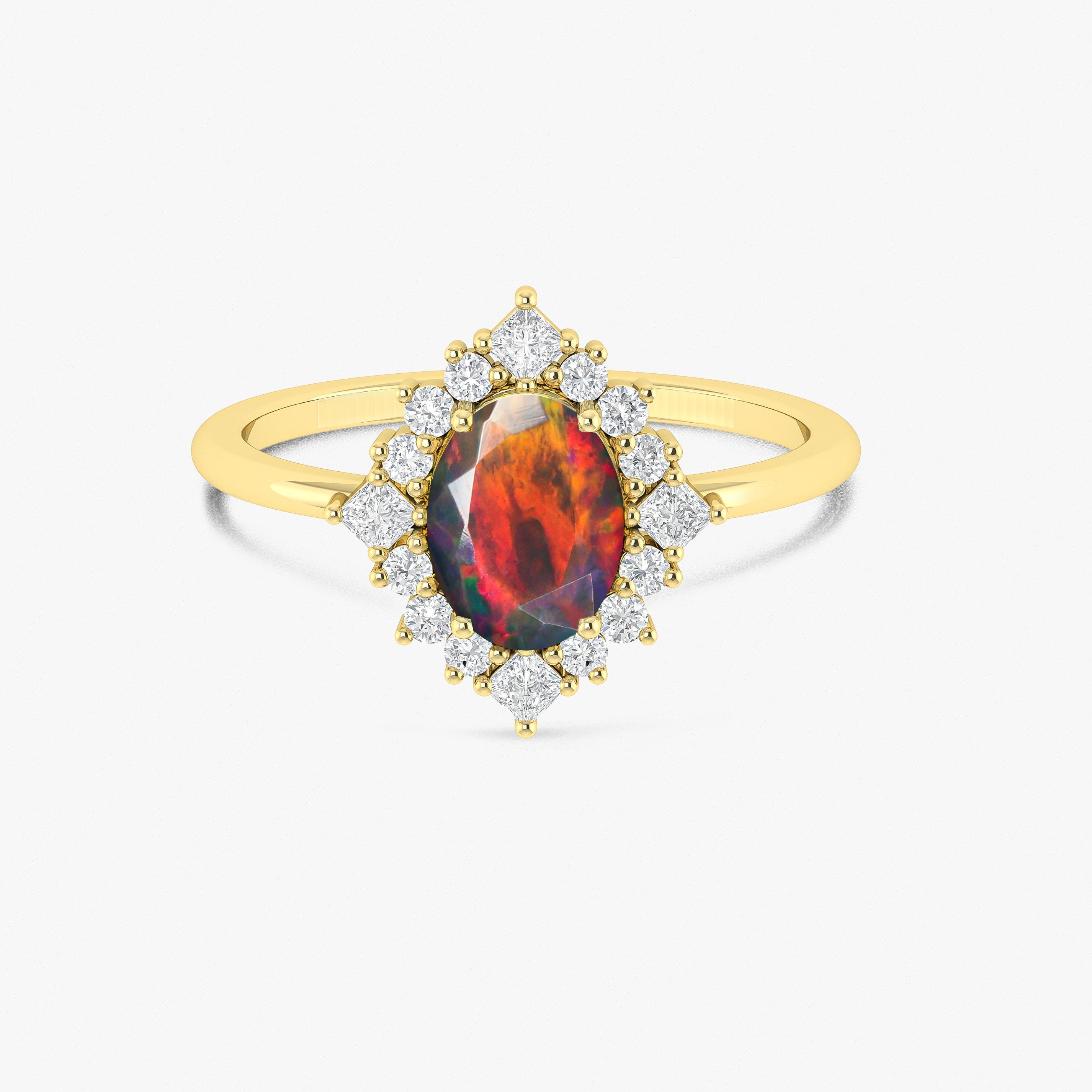 Black Opal Gold Ring