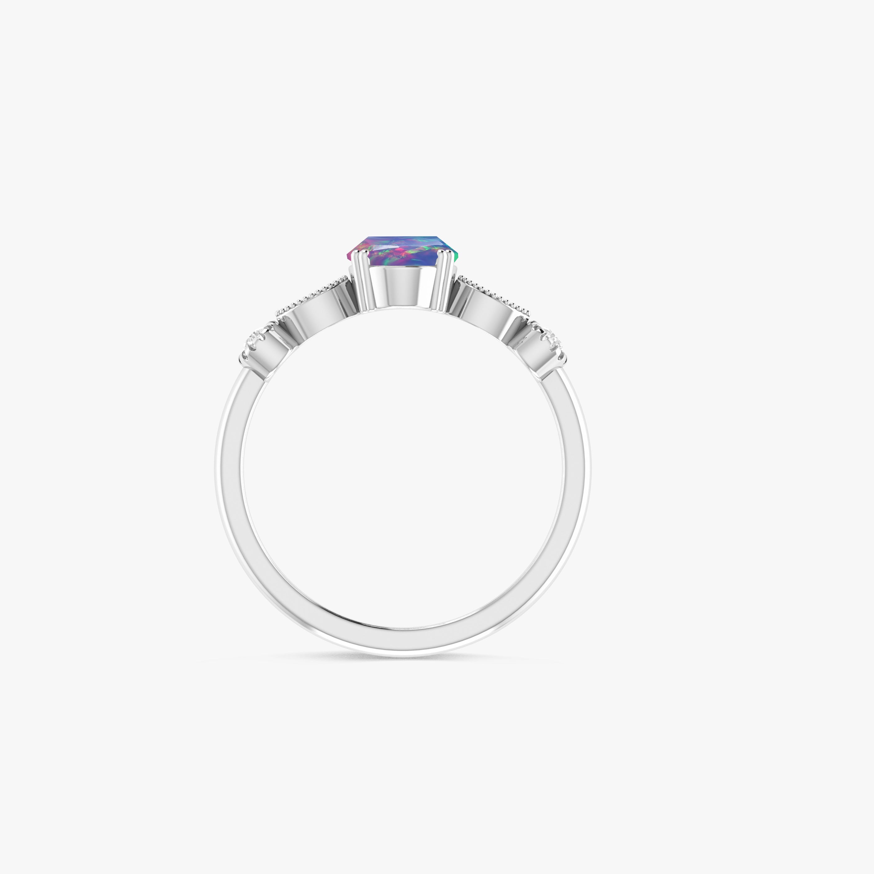 Blue Multifire Oval Ethiopian Opal Ring for Women