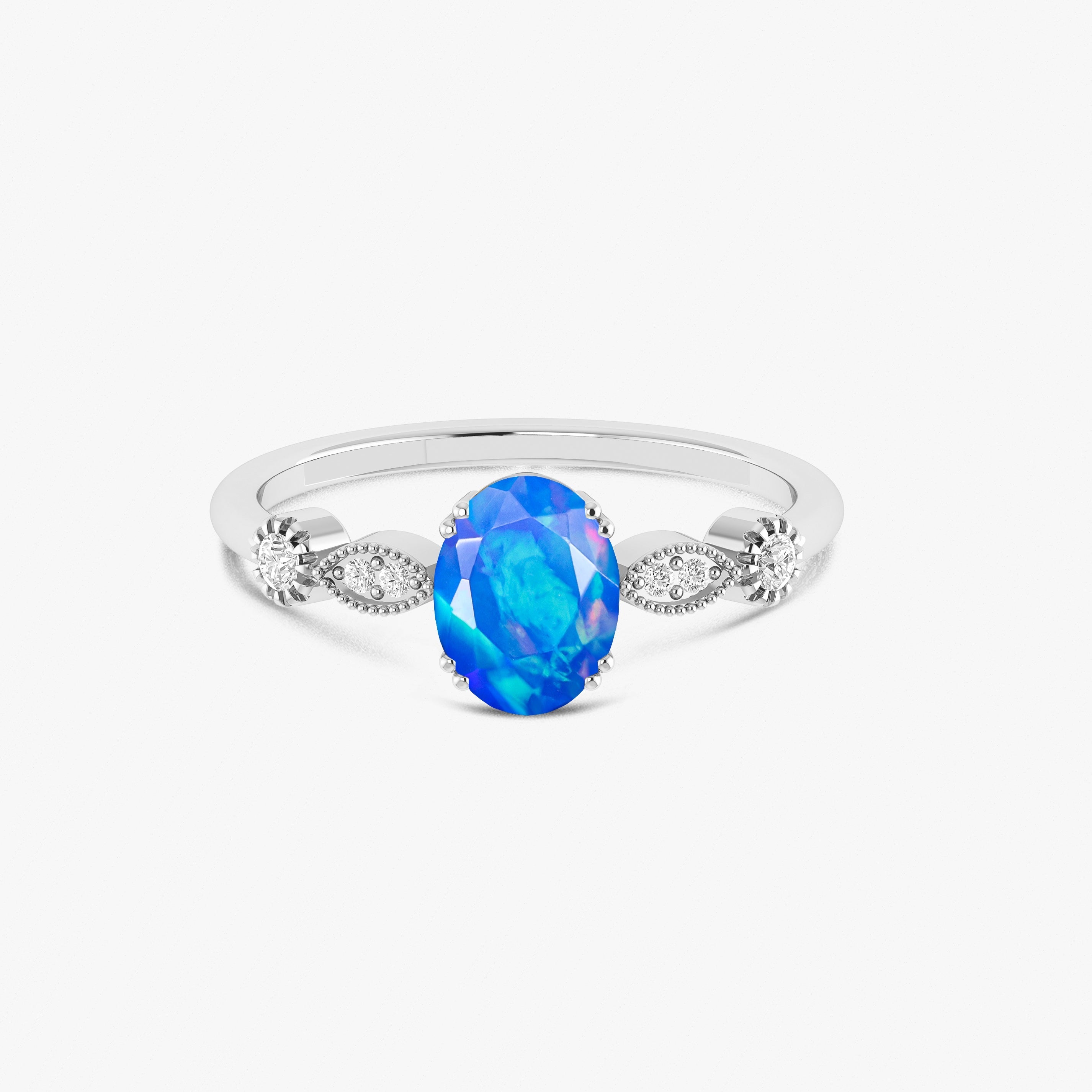Blue Fire Opal Gemstone Necklace