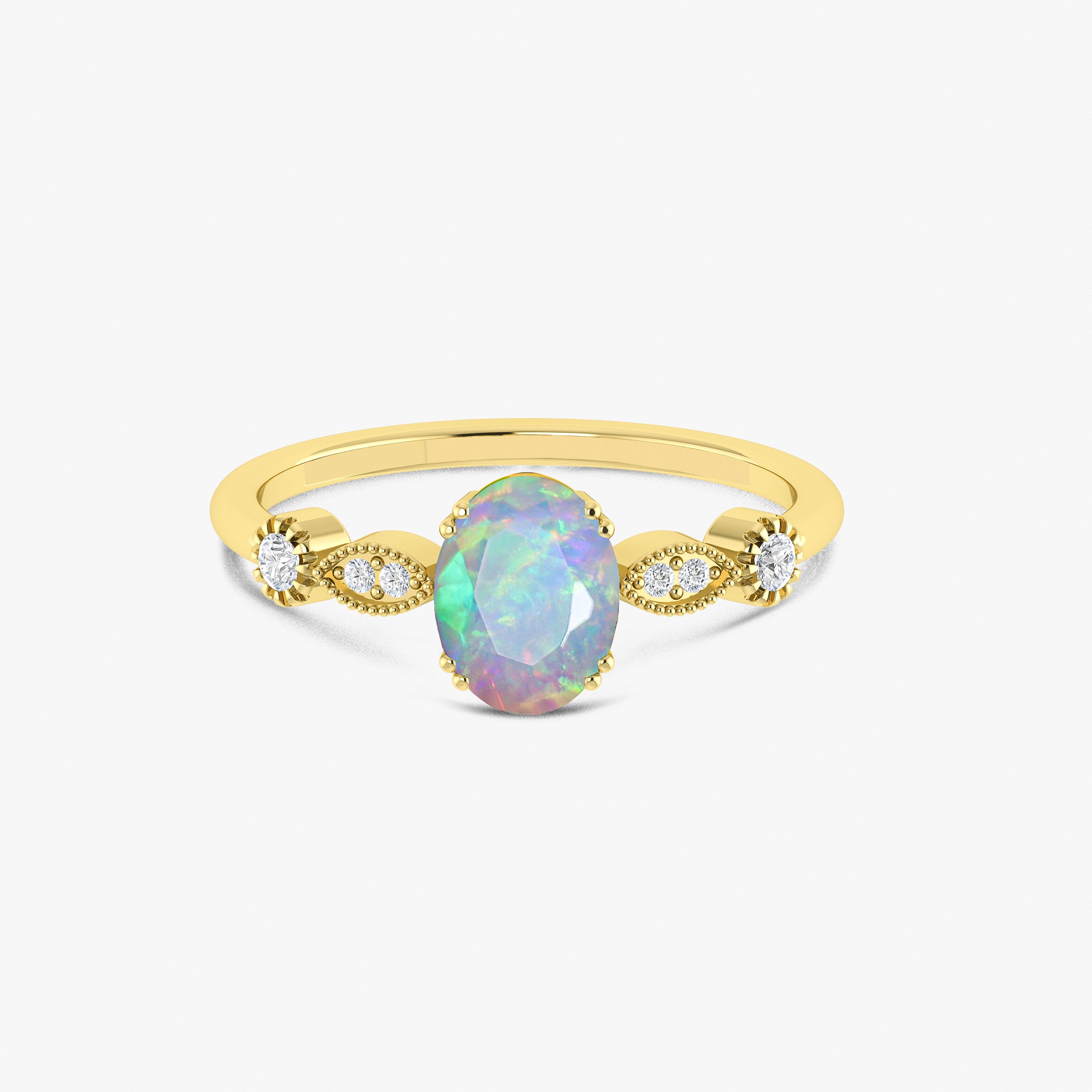 Blue Multifire Oval Ethiopian Opal Ring for Women