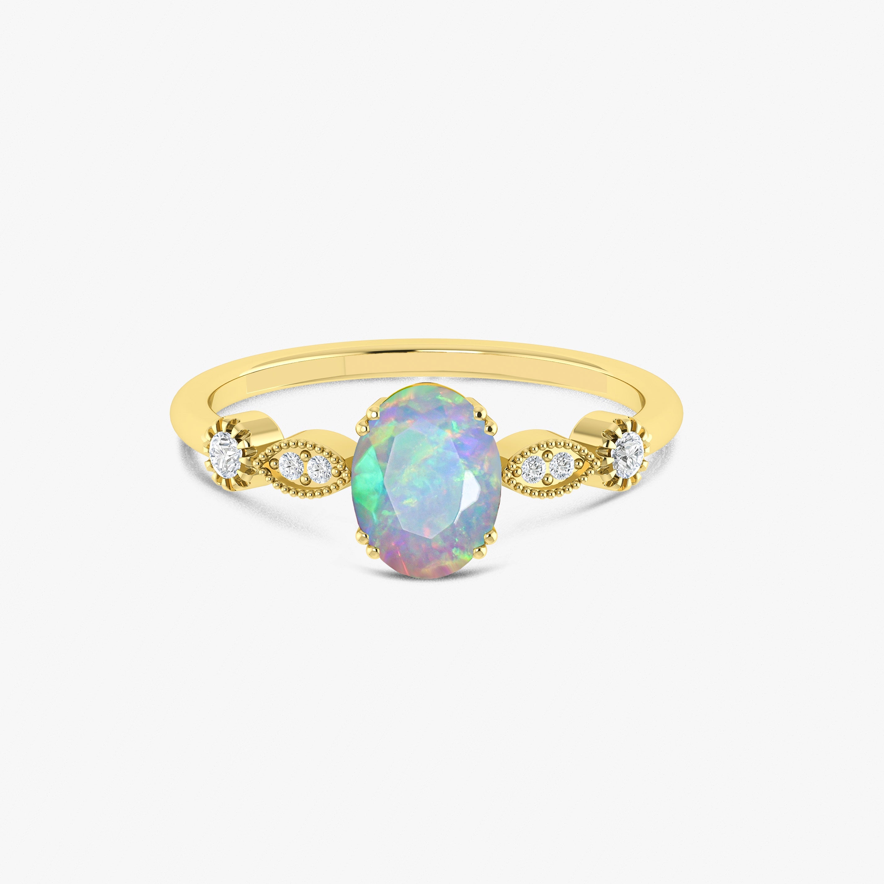Faceted Opal Gemstone Ring