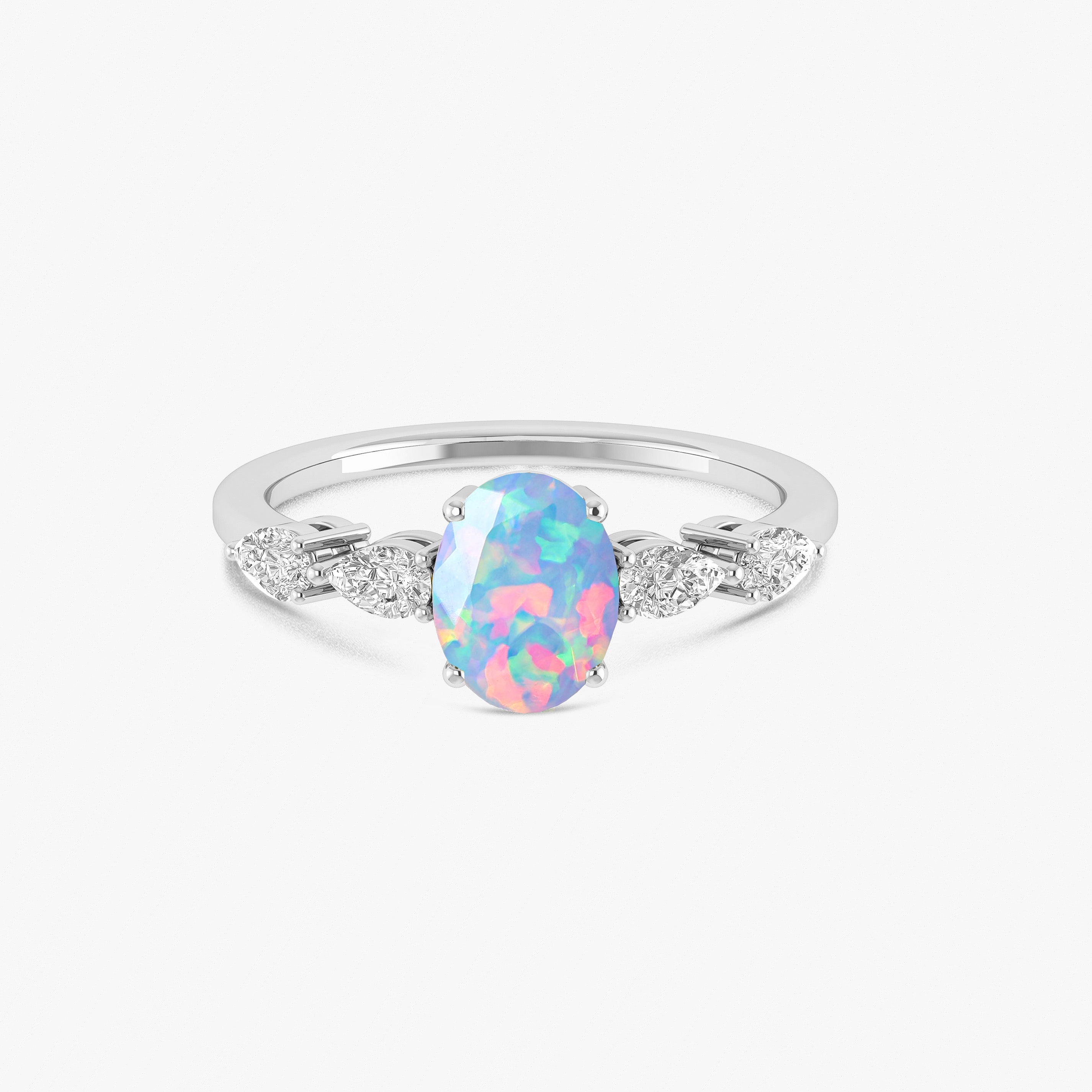 Lavender Genuine Opal Silver Ring for Women