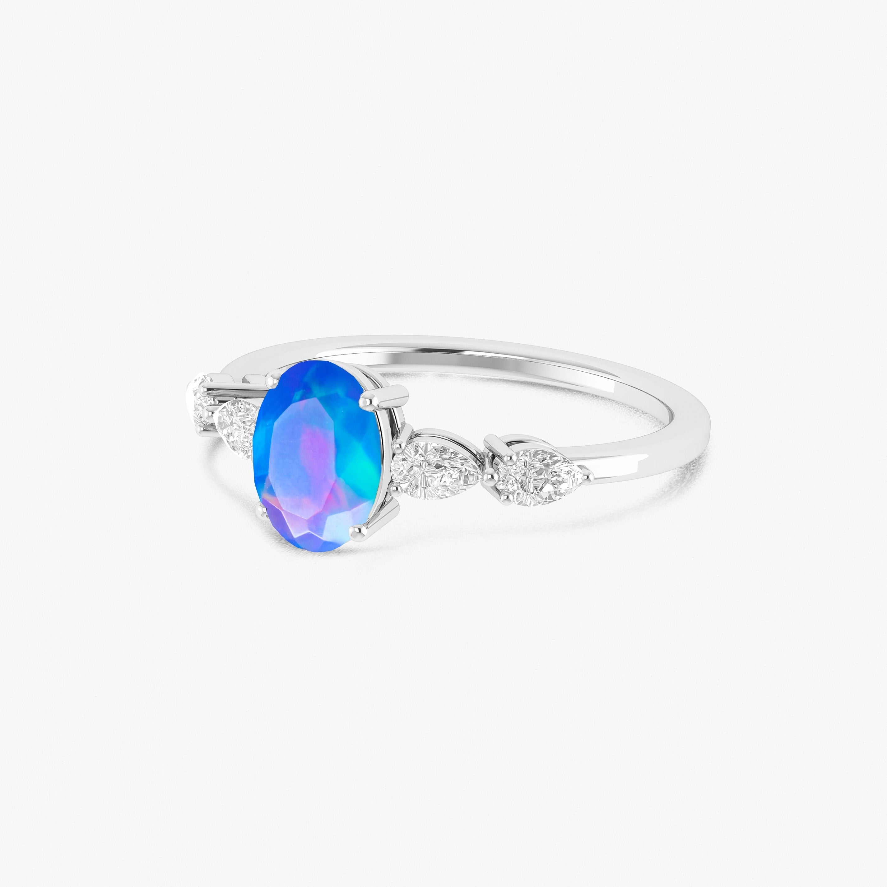 Lavender Genuine Opal Silver Ring for Women