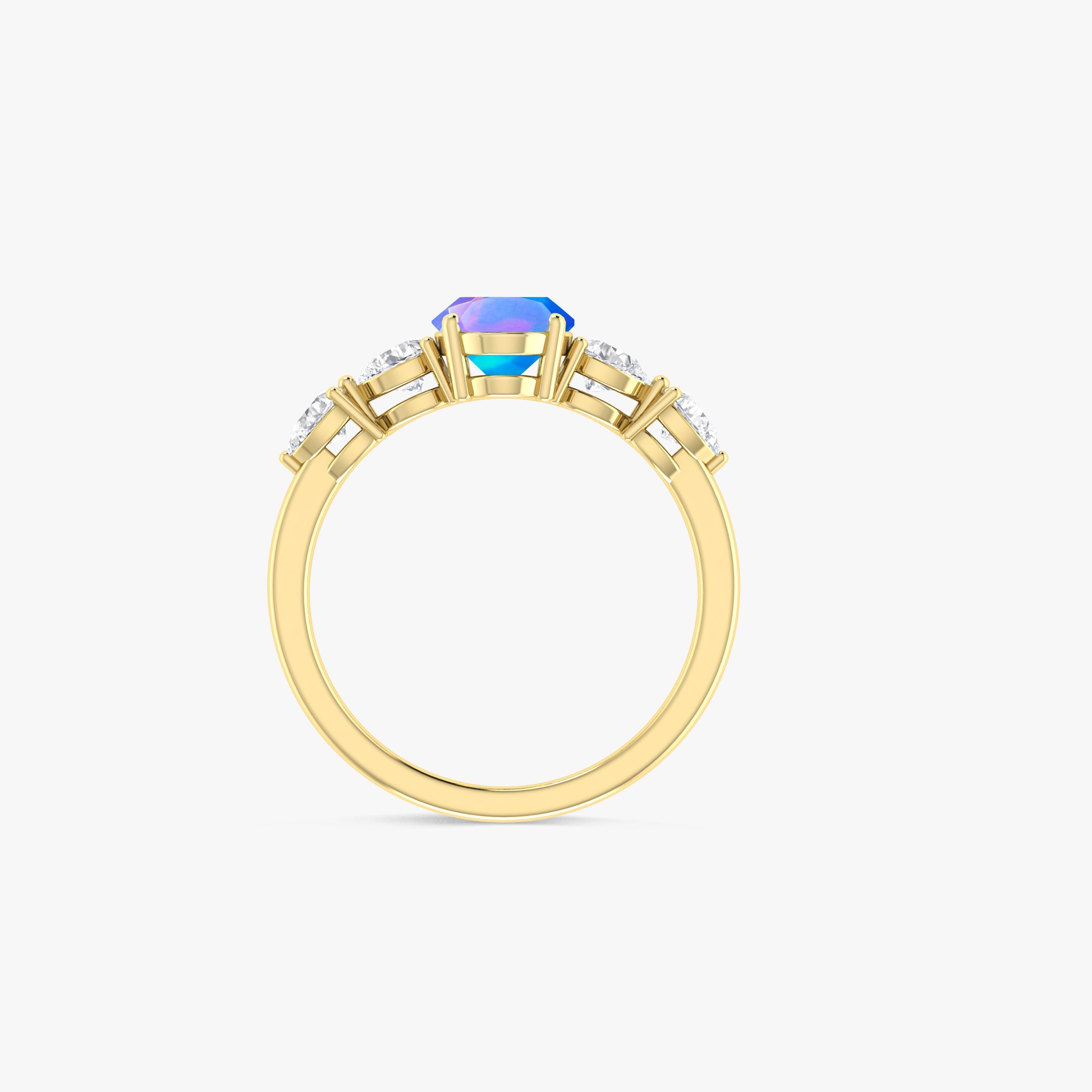 Blue Genuine Opal Silver Ring for Women