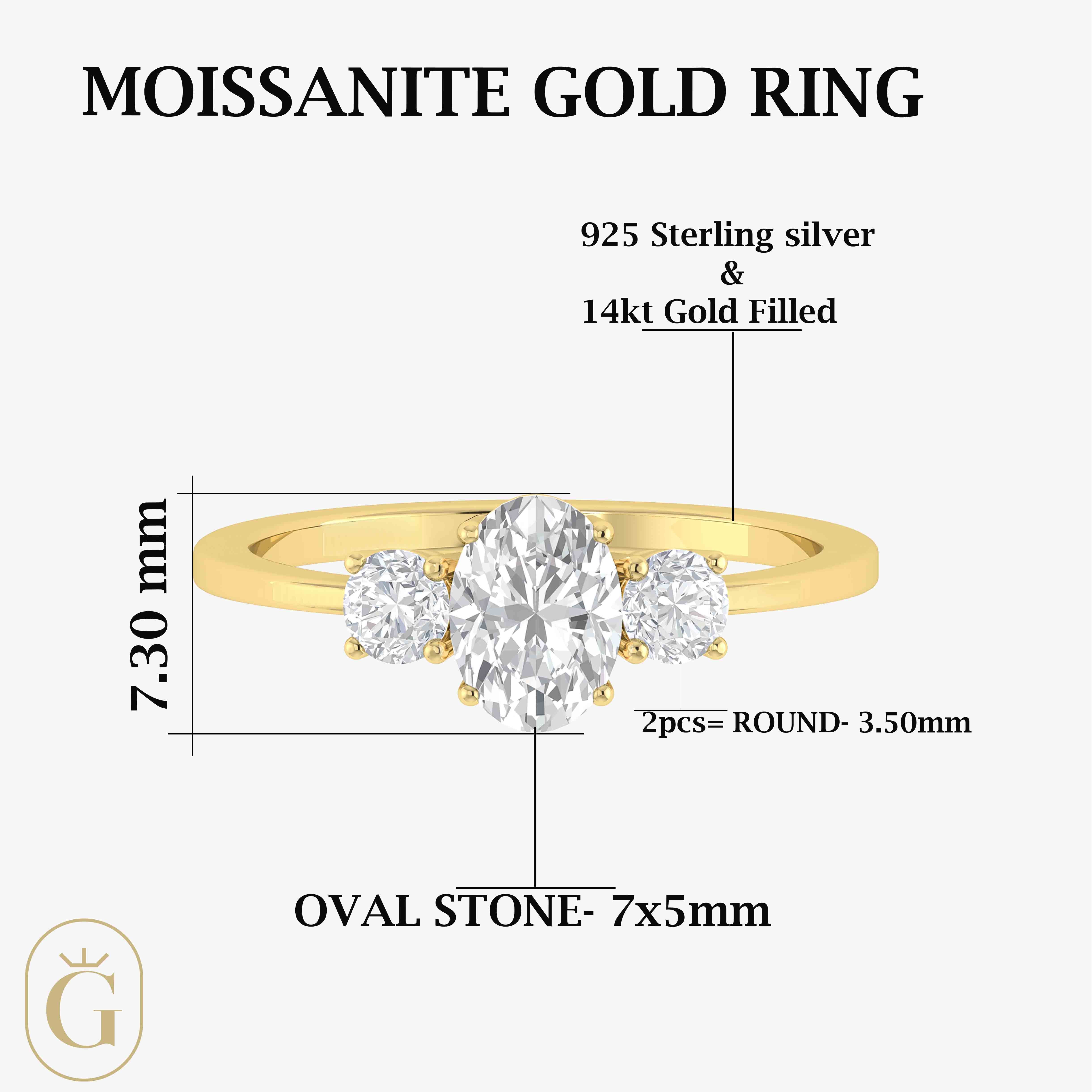Genuine Moissanite Gemstone Ring