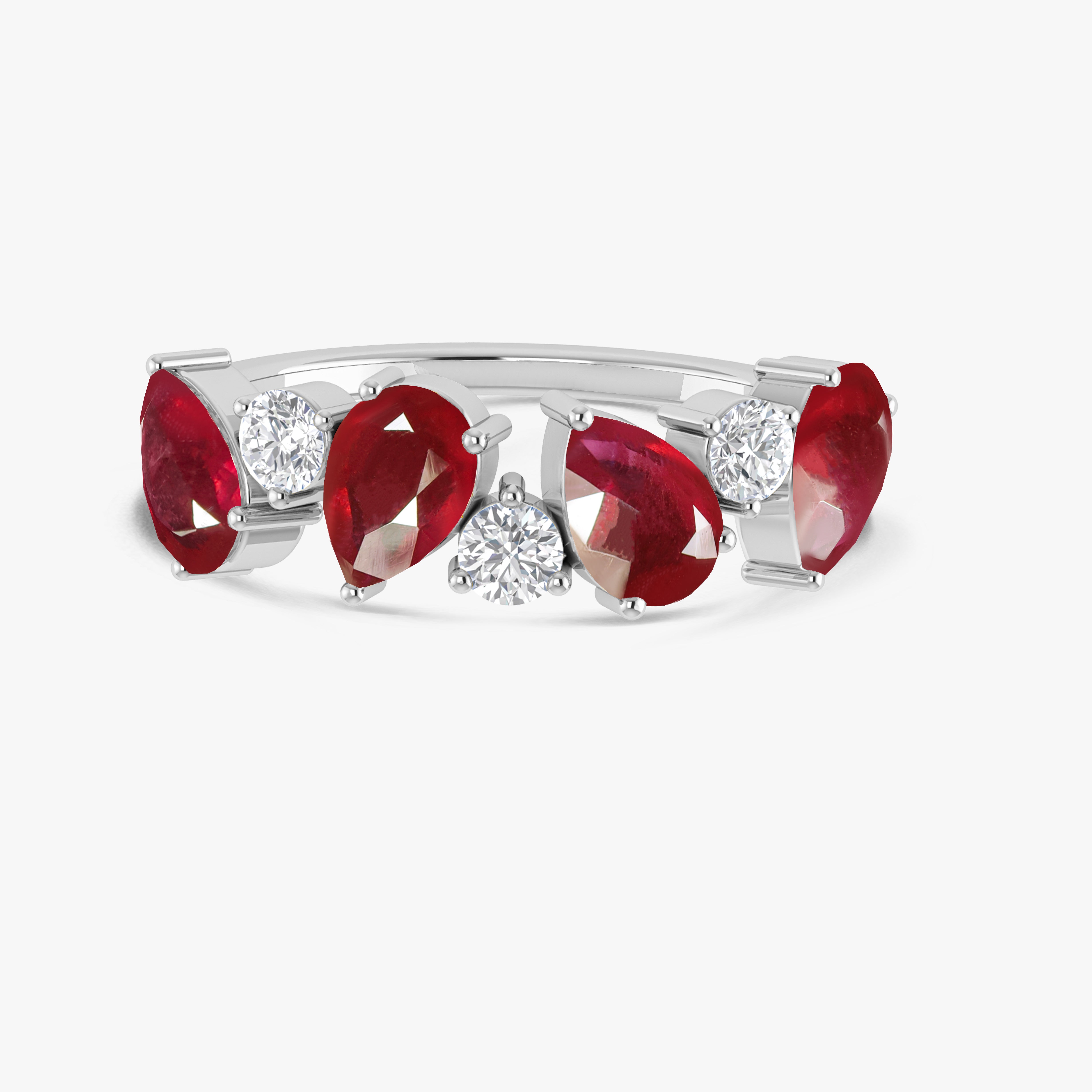 Red Ruby Four Stone Design Ring