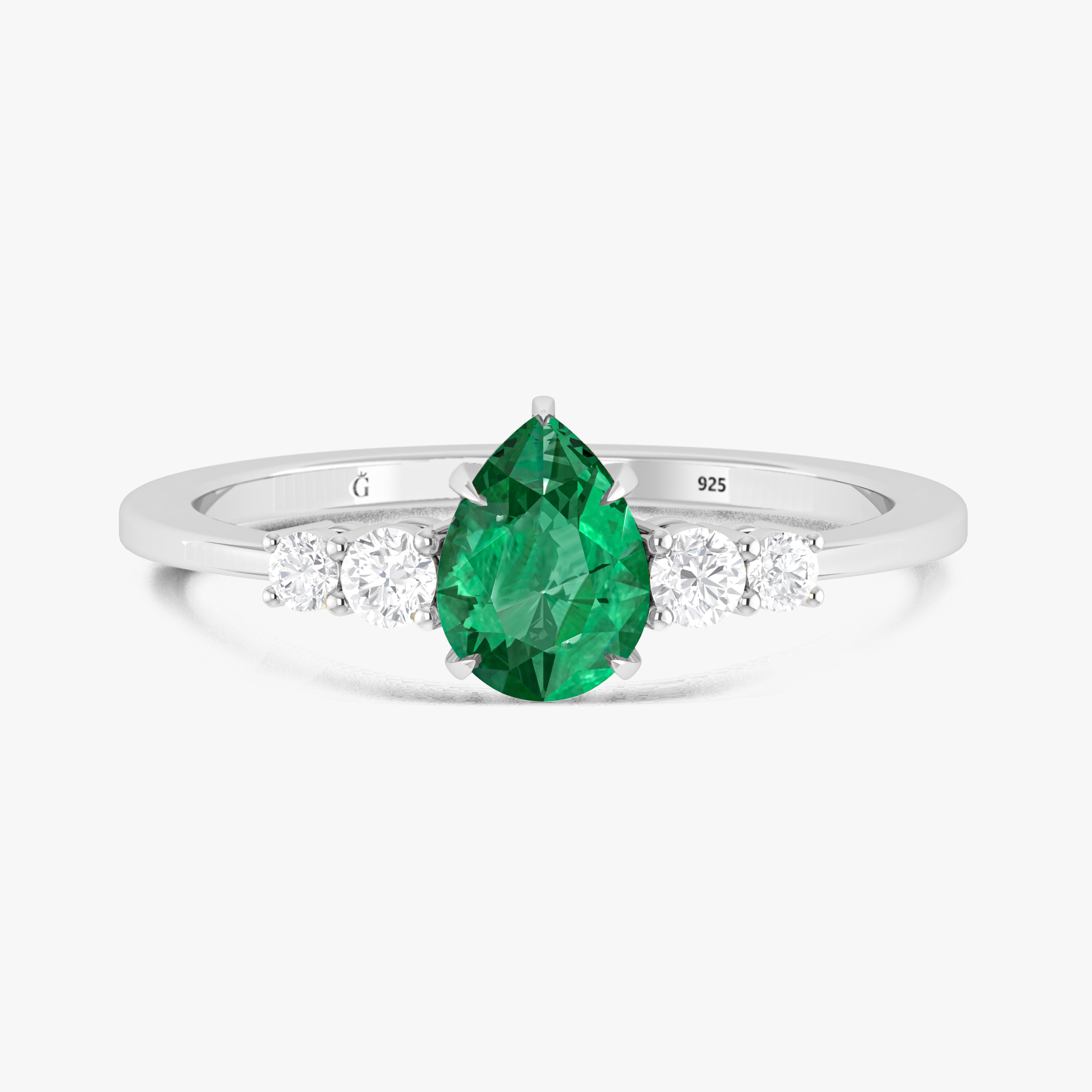 Pear Shape Emerald Gemstone Ring