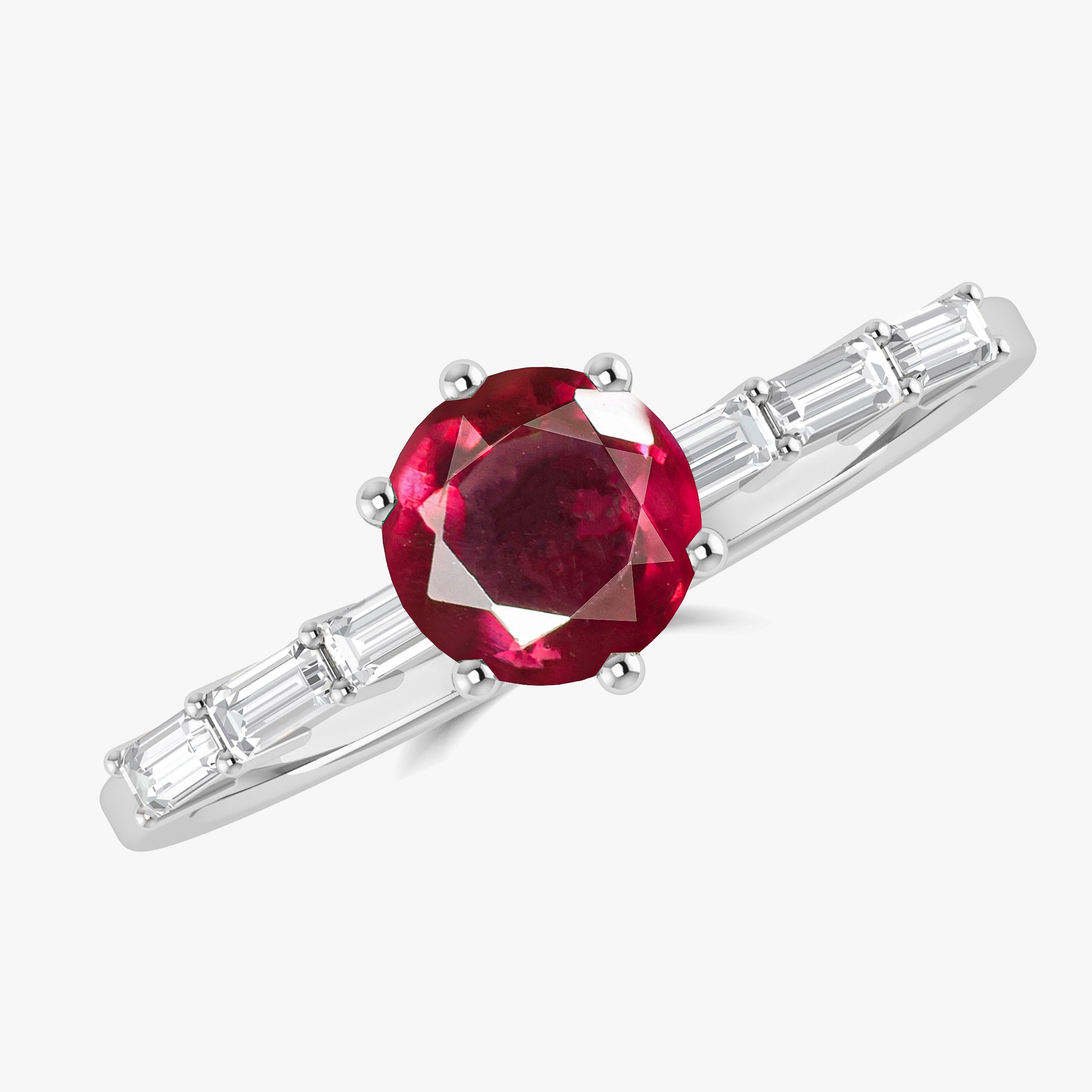 Red Ruby Seven Stone Design Ring
