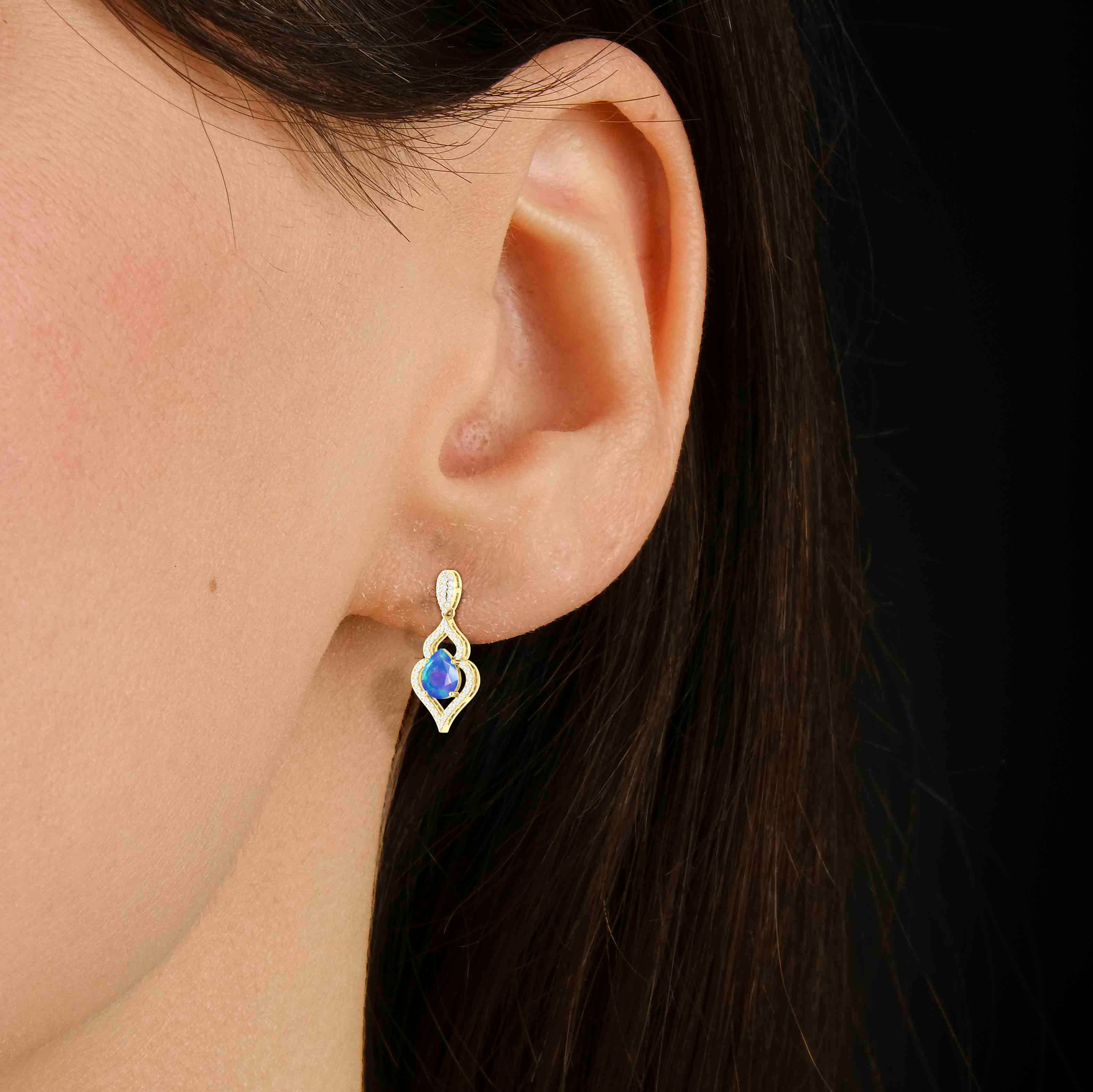 Blue Opal Stud Earring