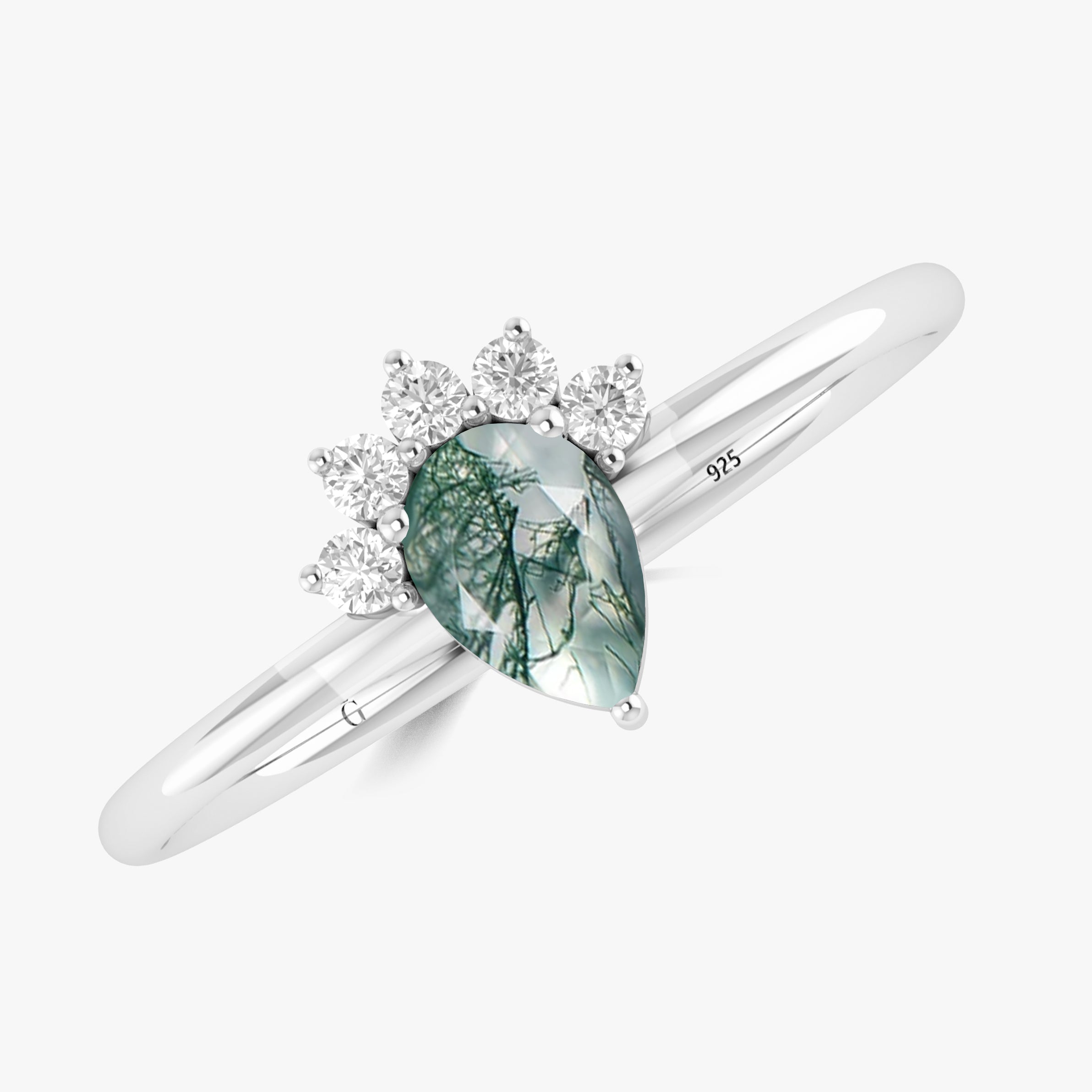 Moss Agate Designer Ring