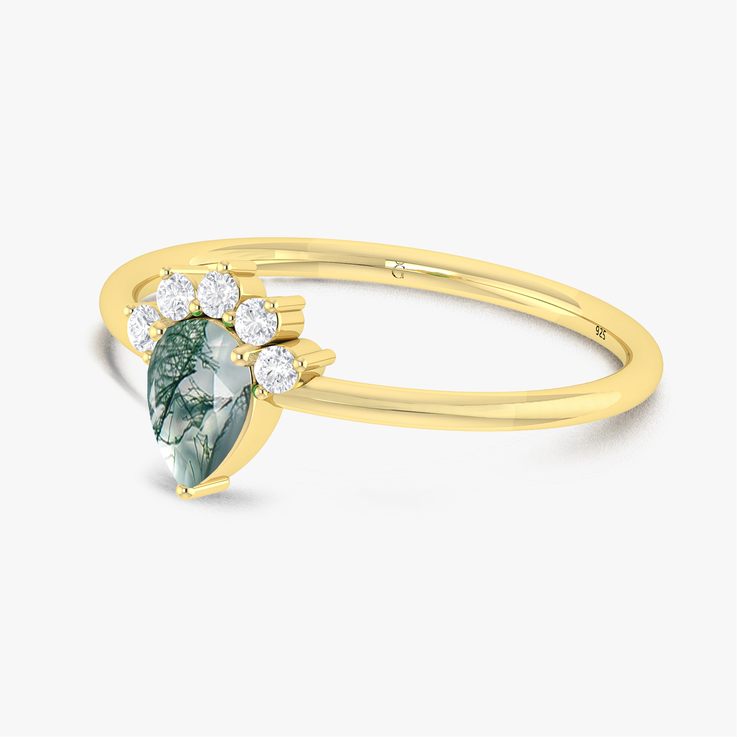 Moss Agate Gold Ring