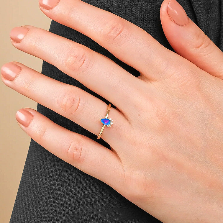 Pear Opal Gold Ring 