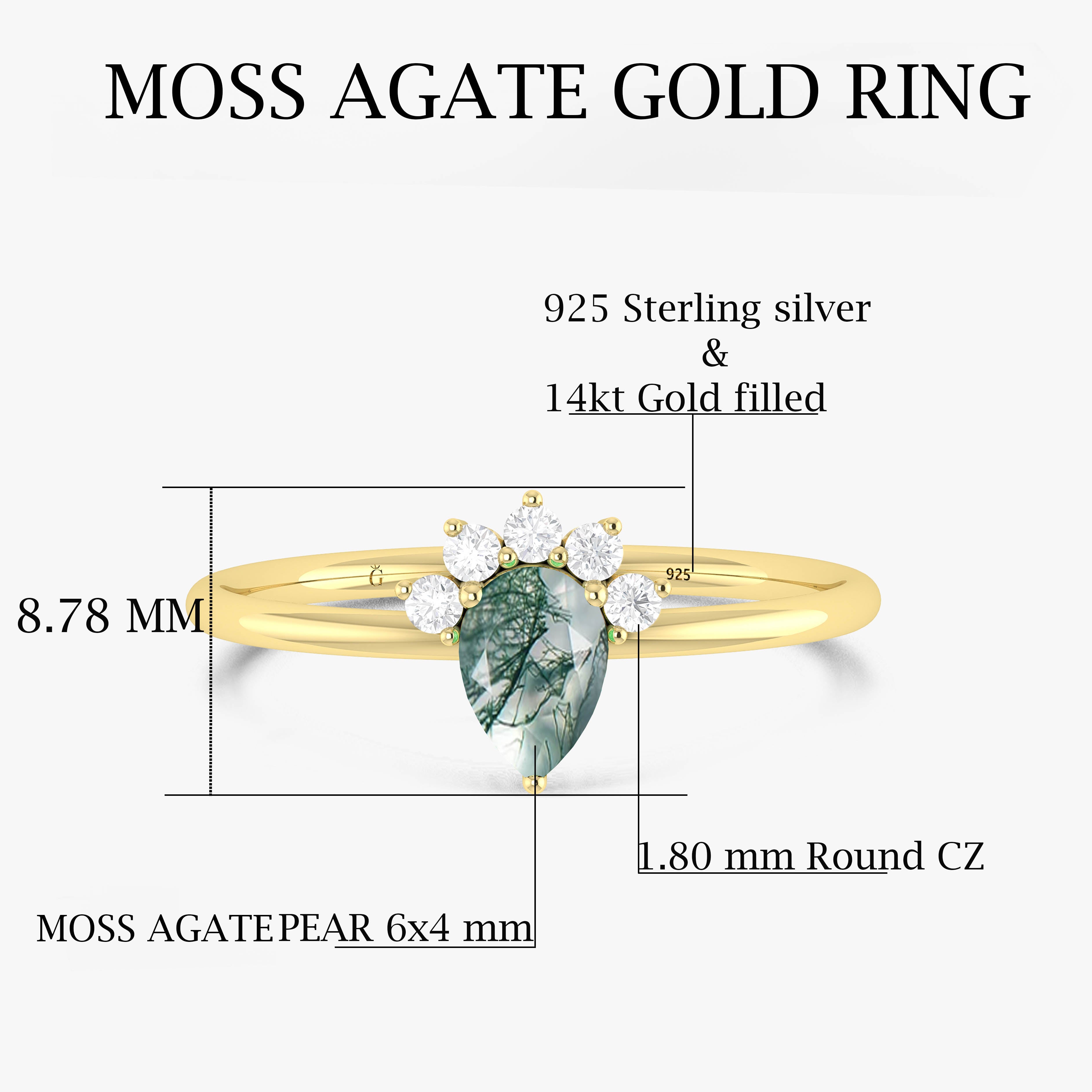 Moss Agate Gold Ring