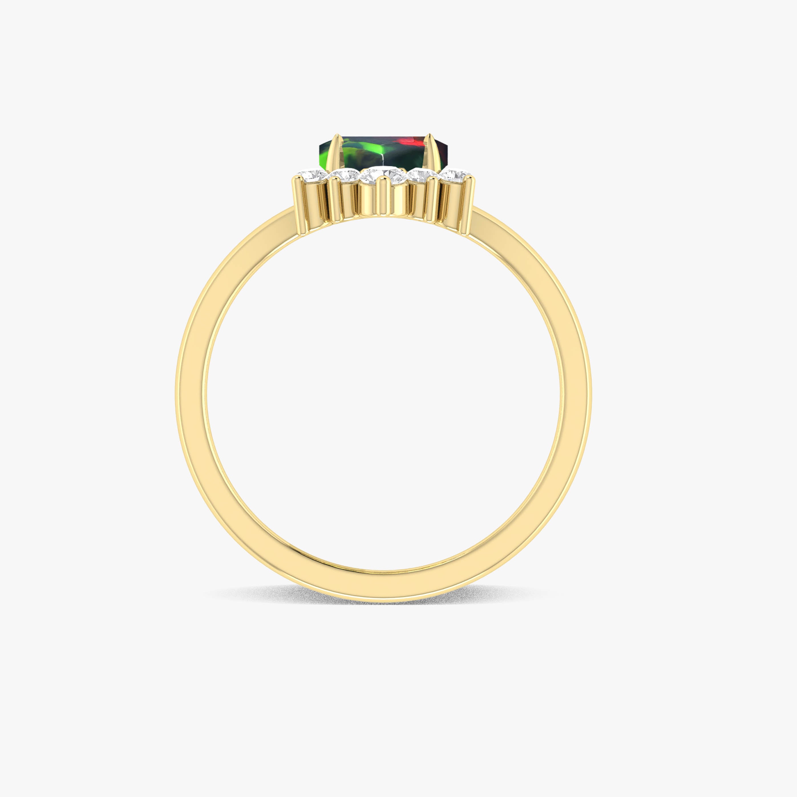 Natural Black Opal Hexagon Gemstone Ring