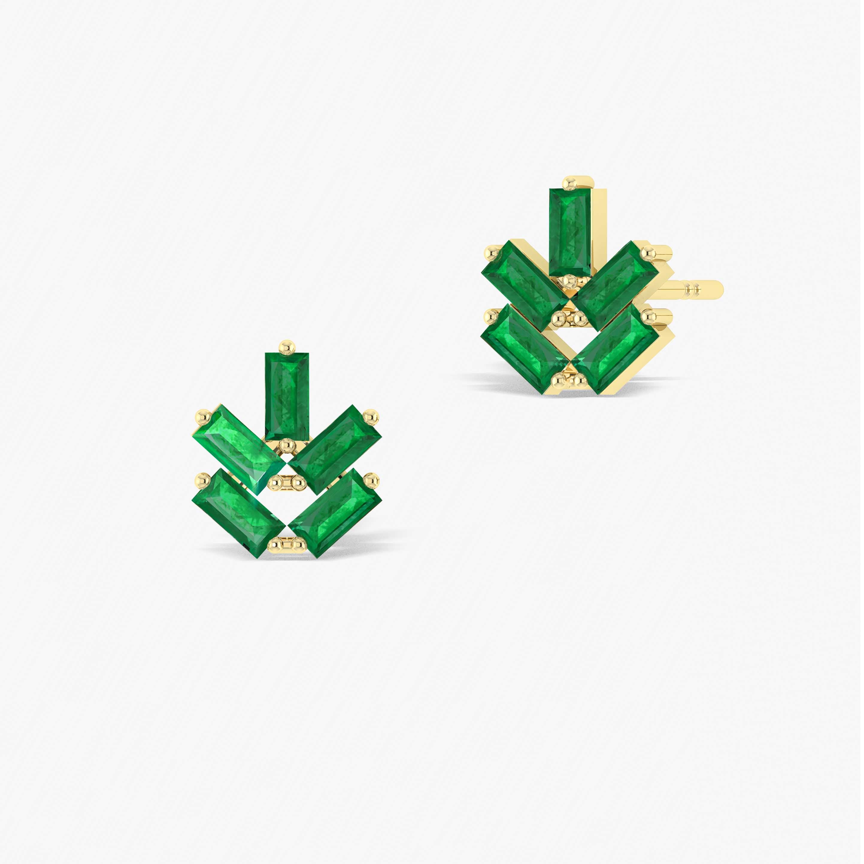 Emerald Baguette Stone Stud Earring