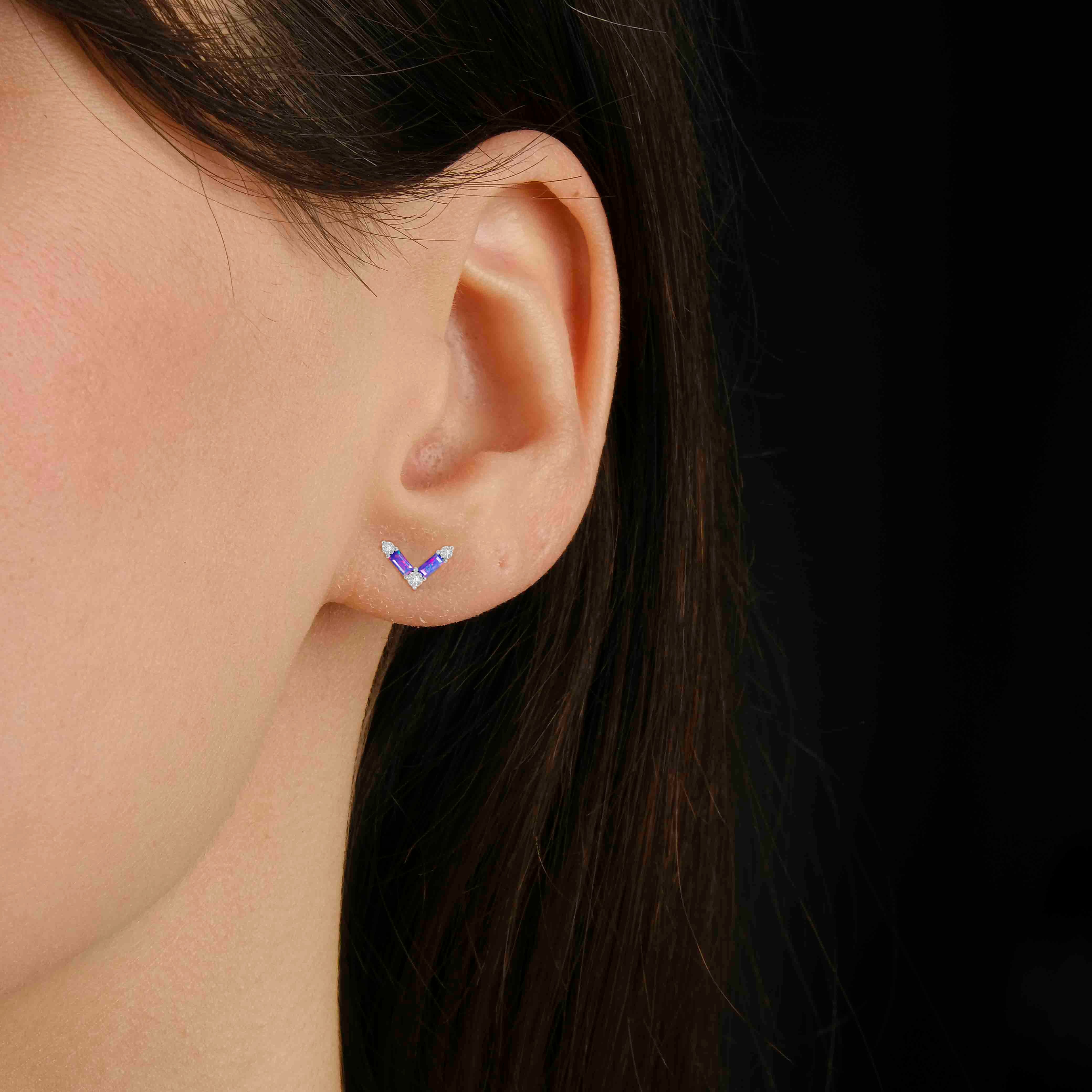 Lavender Opal AV Style Stud Earring