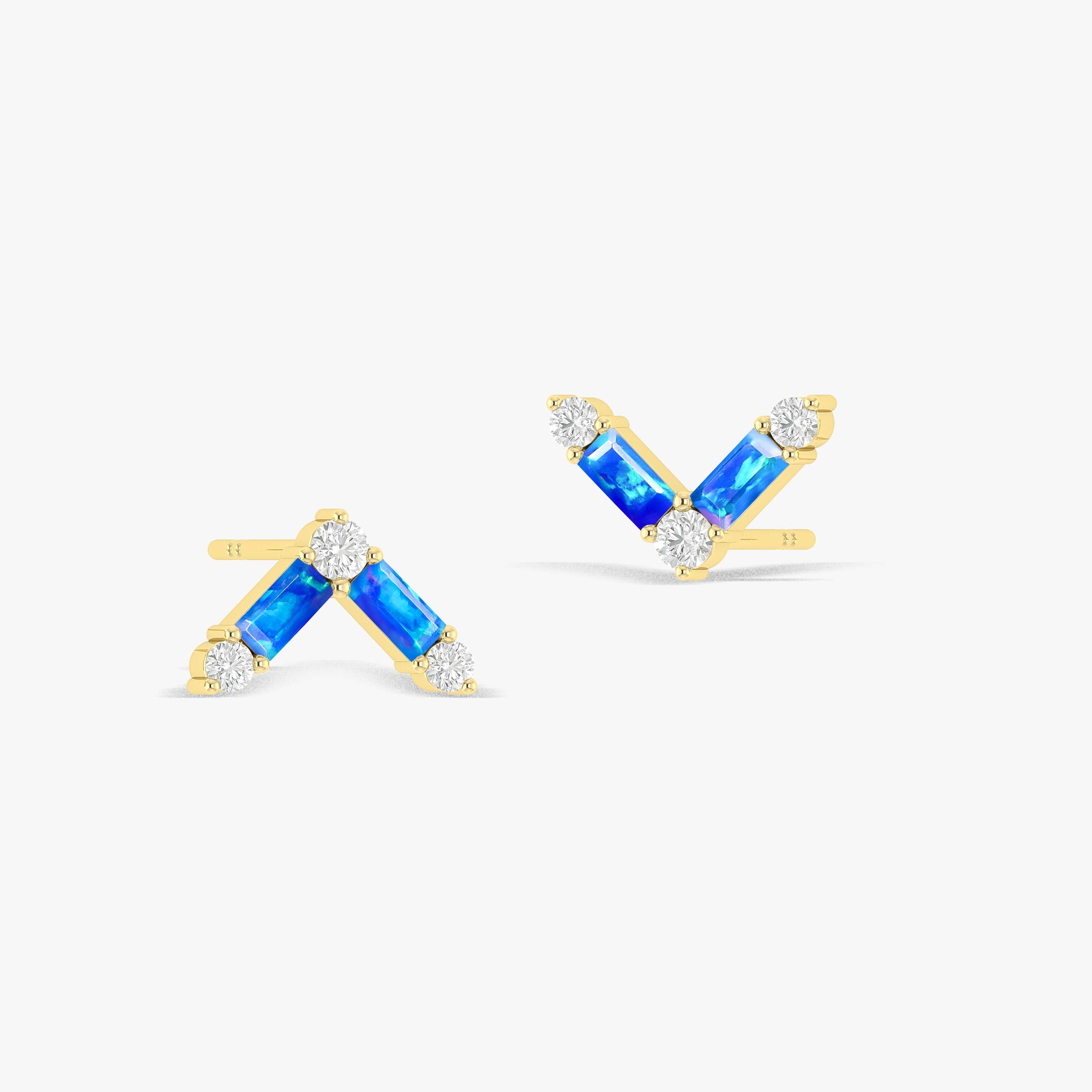 Blue Opal AV Style Stud Earring