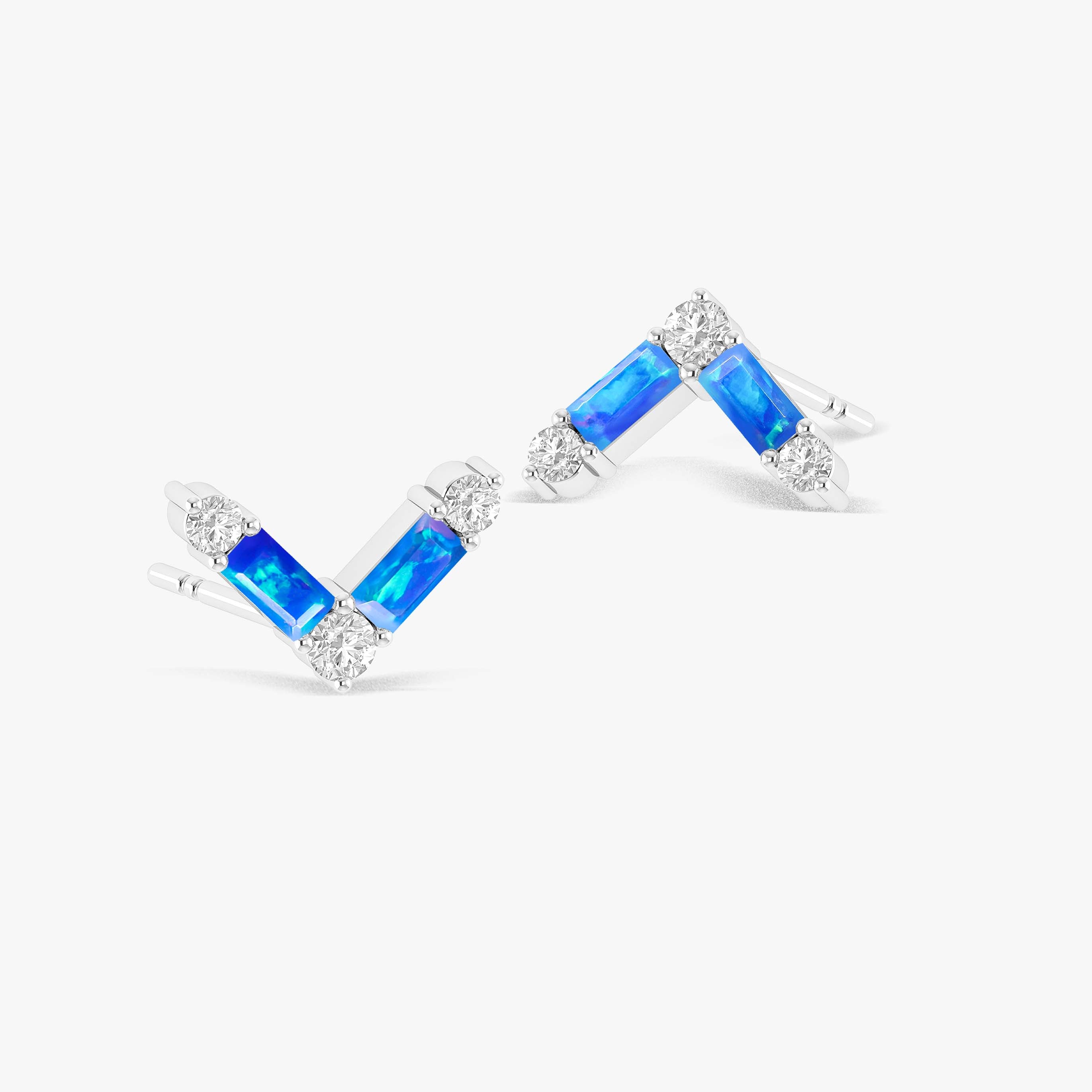 Blue Opal AV Style Stud Earring