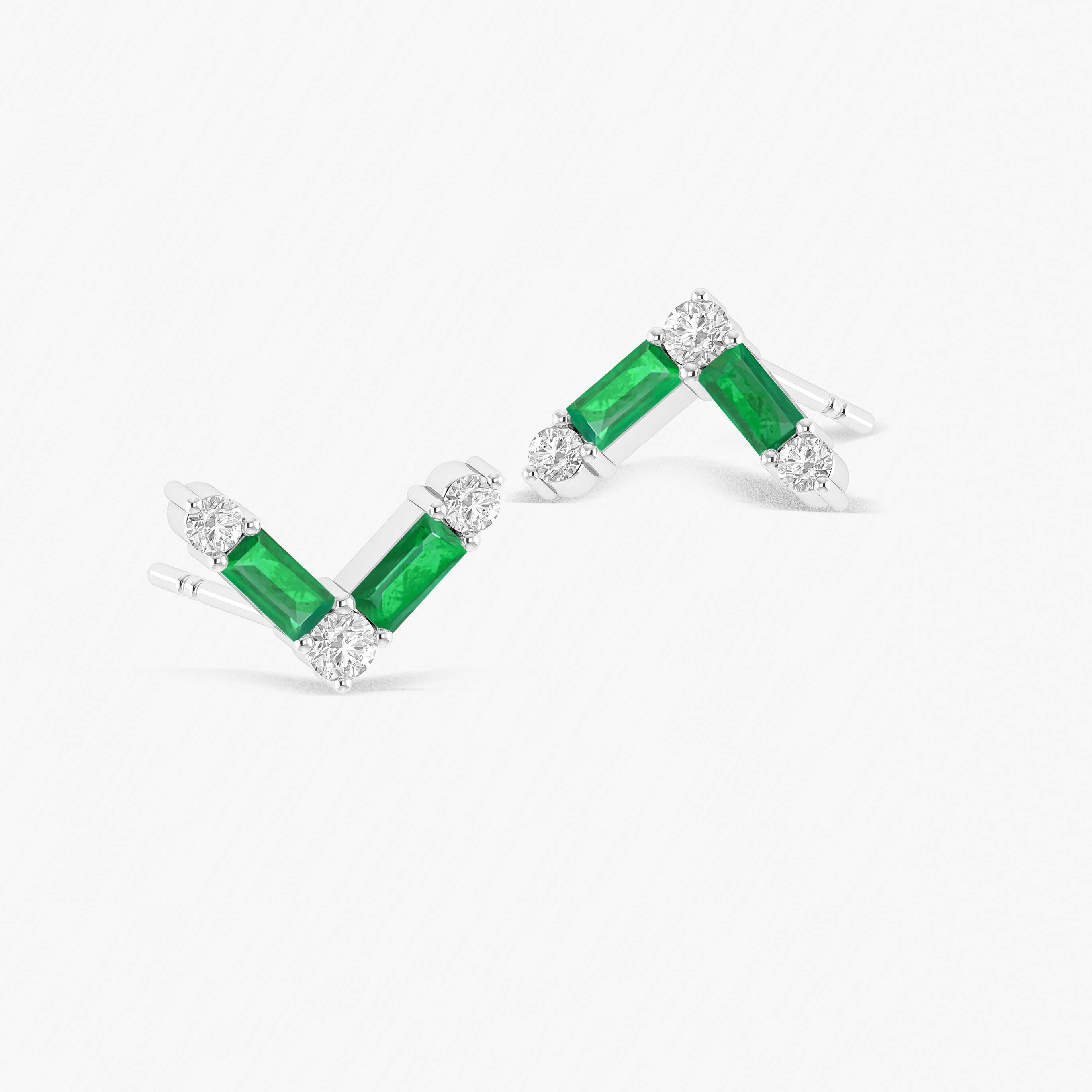 Green Emerald AV Style Stud Earring