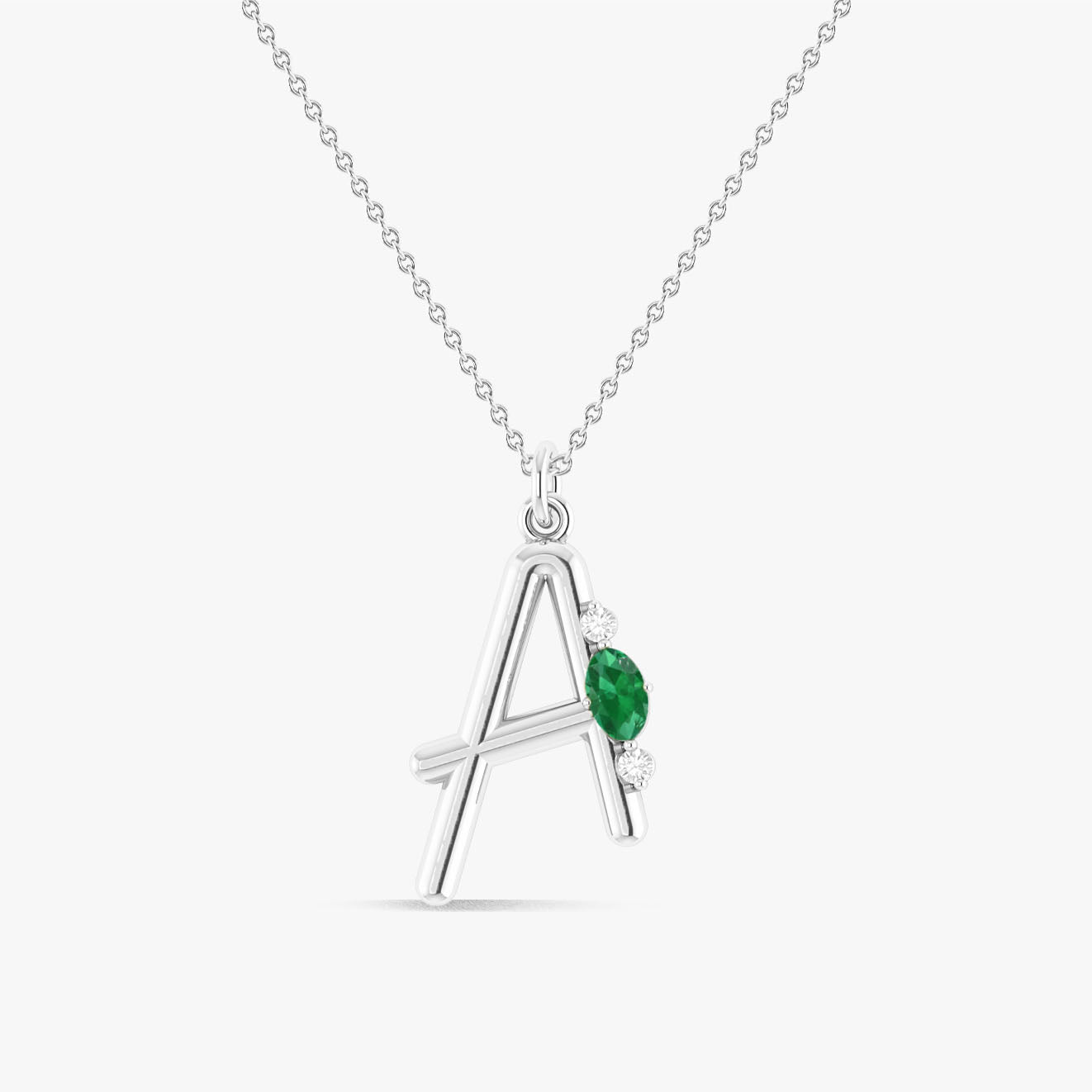 Capital "A" Emerald Initial Necklace