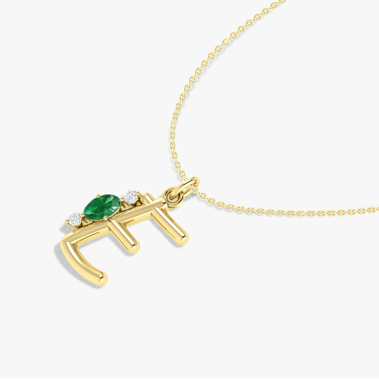 Emerald Gemstone Capital "E" Initial Necklace