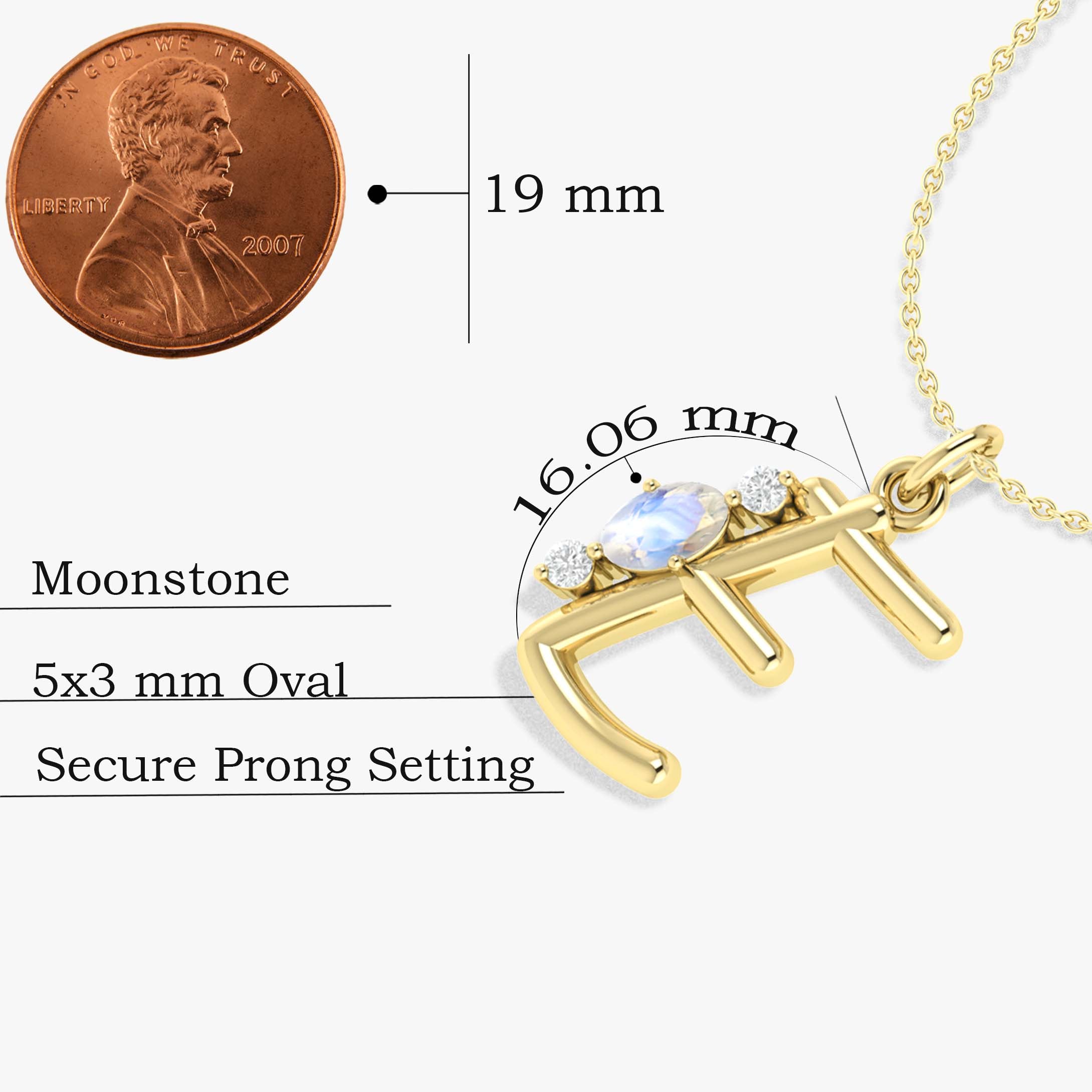 Rainbow Moonstone Capital "E" Initial Necklace