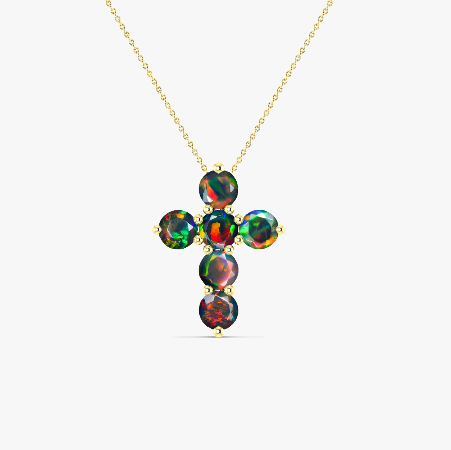 Black Opal Gemstone Cross Pendant