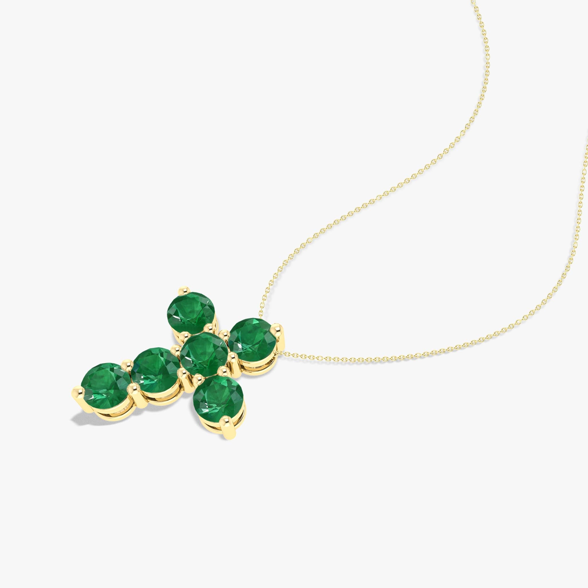Green Emerald Gemstone Cross Pendant