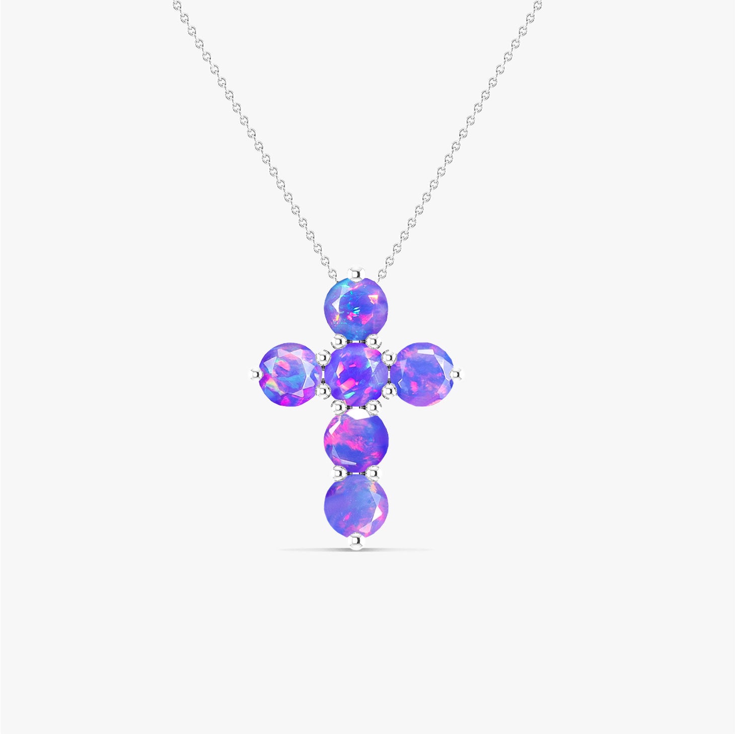 Lavender Opal Gemstone Cross Pendant