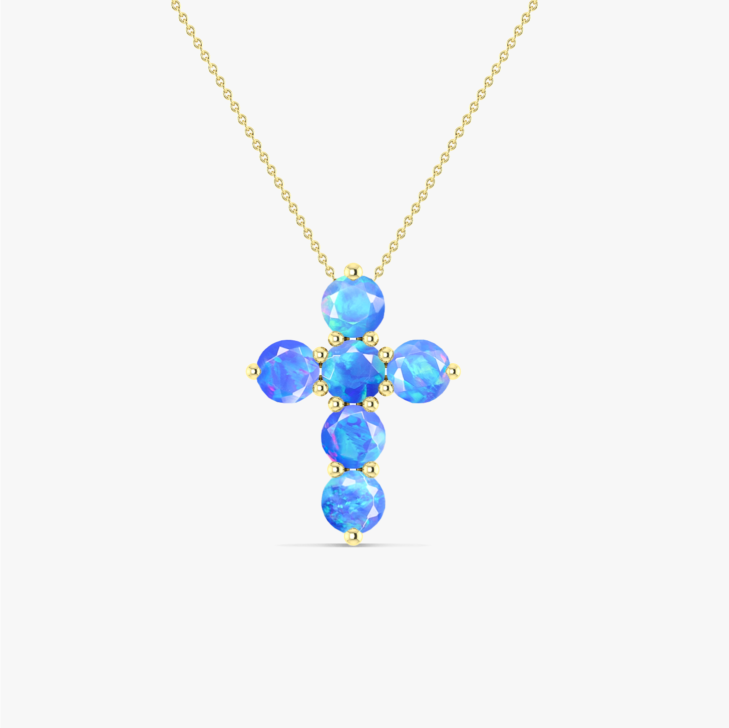 Blue Opal Gemstone Cross Pendant