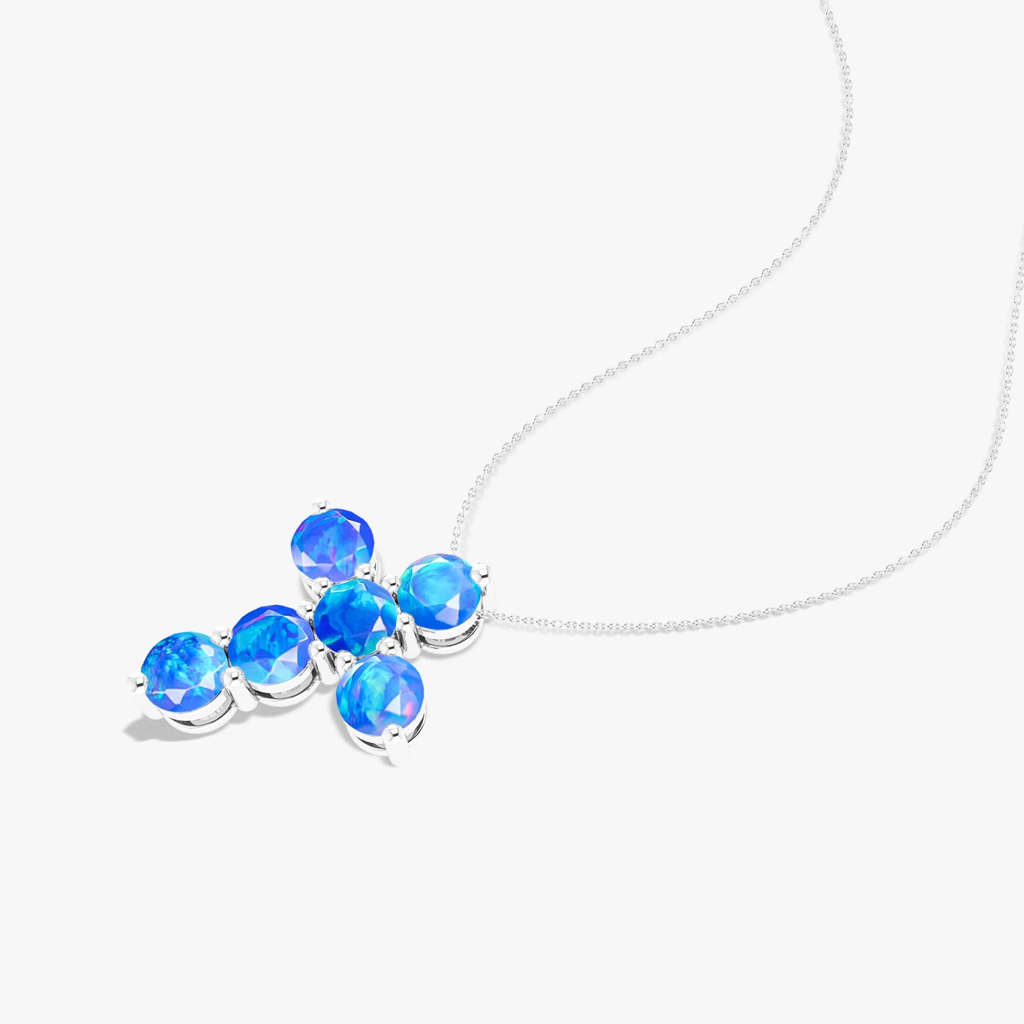 Blue Opal Gemstone Cross Pendant