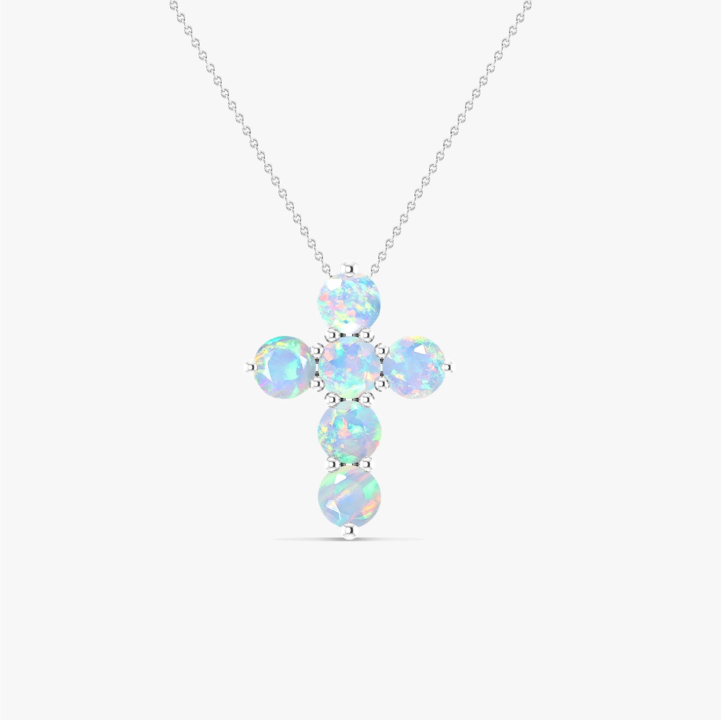 White Opal Gemstone Cross Pendant