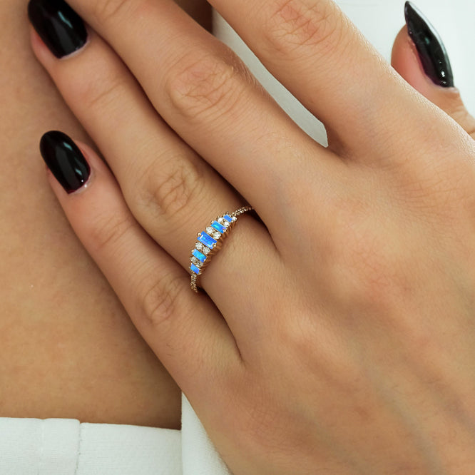 Blue Opal Wedding Ring
