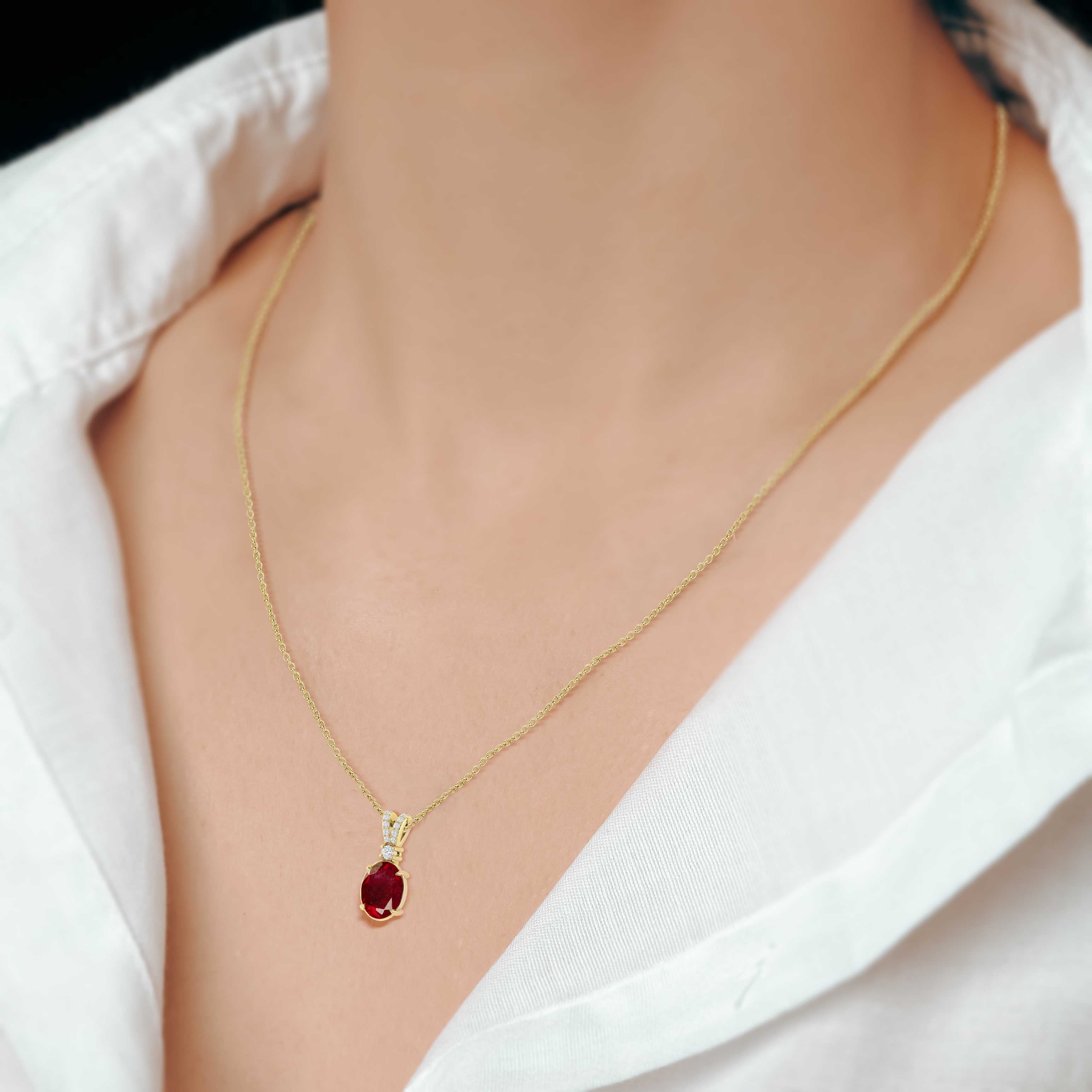 Natural Red Ruby Gemstone Pendant Necklace