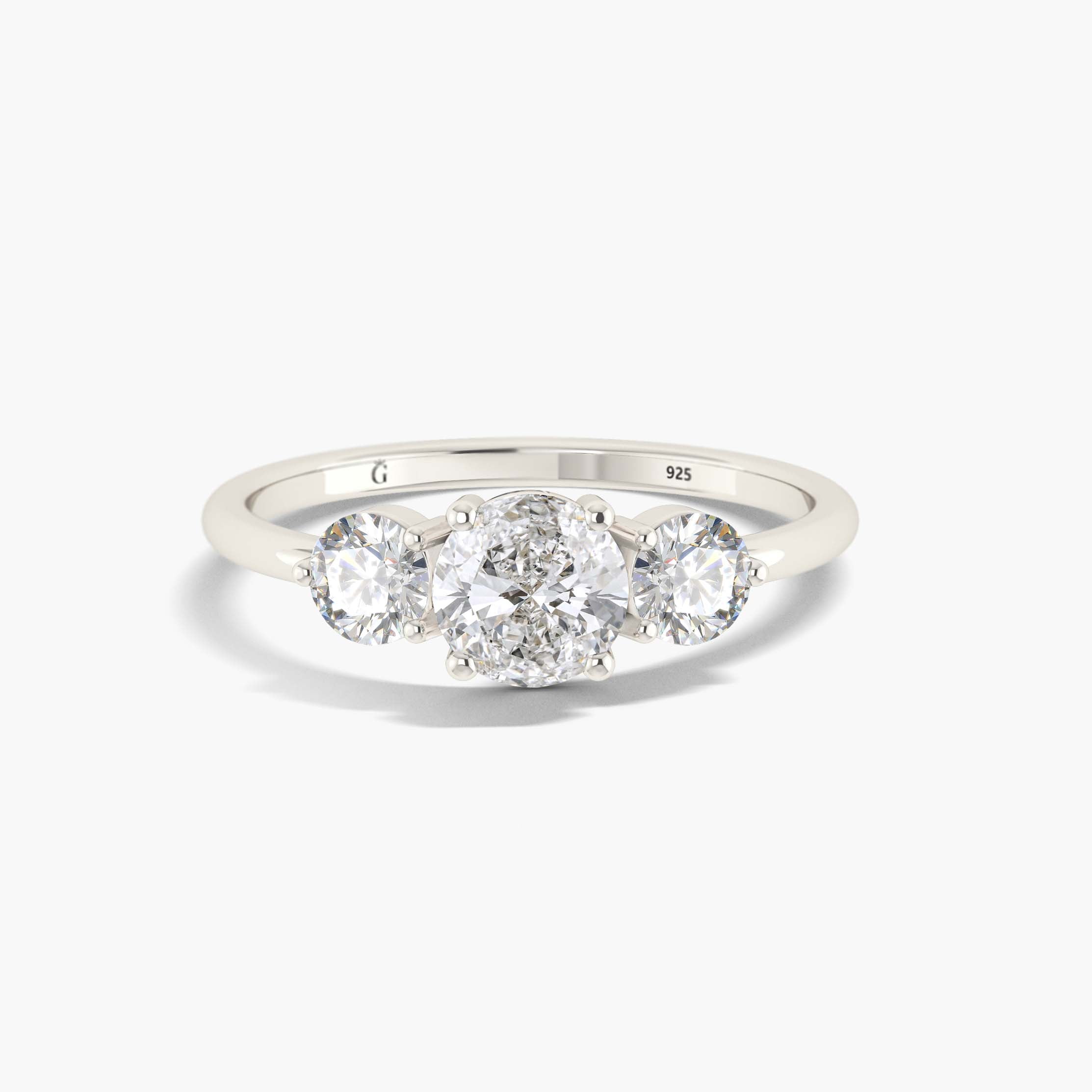 3 Round Cubic Zirconia Engagement simulated diamond ring