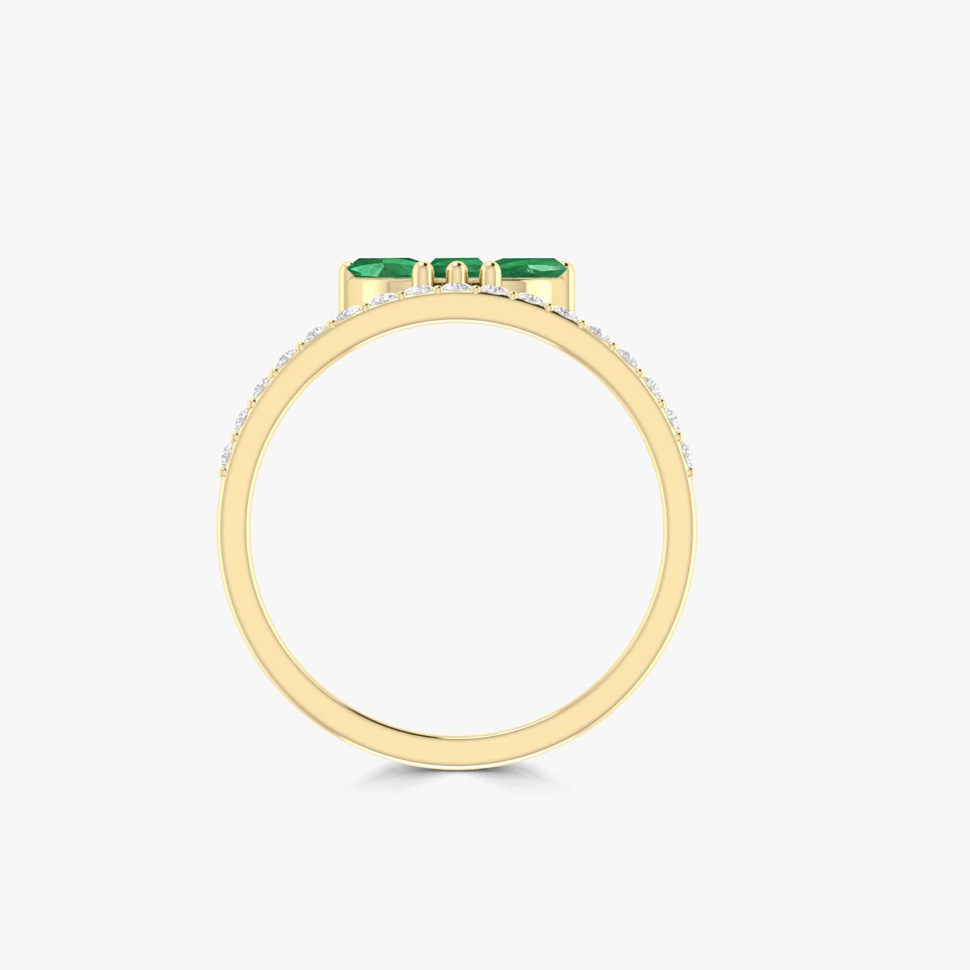 3 Marquise Lab Grown Green Emerald Engagement ring