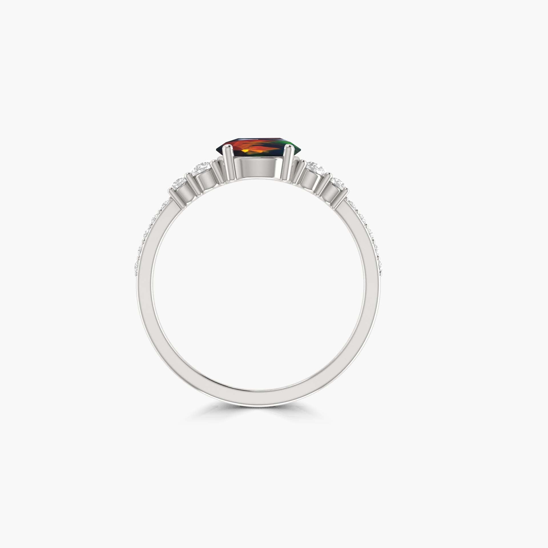 Dainty round Black fire Ethiopian opal wedding ring