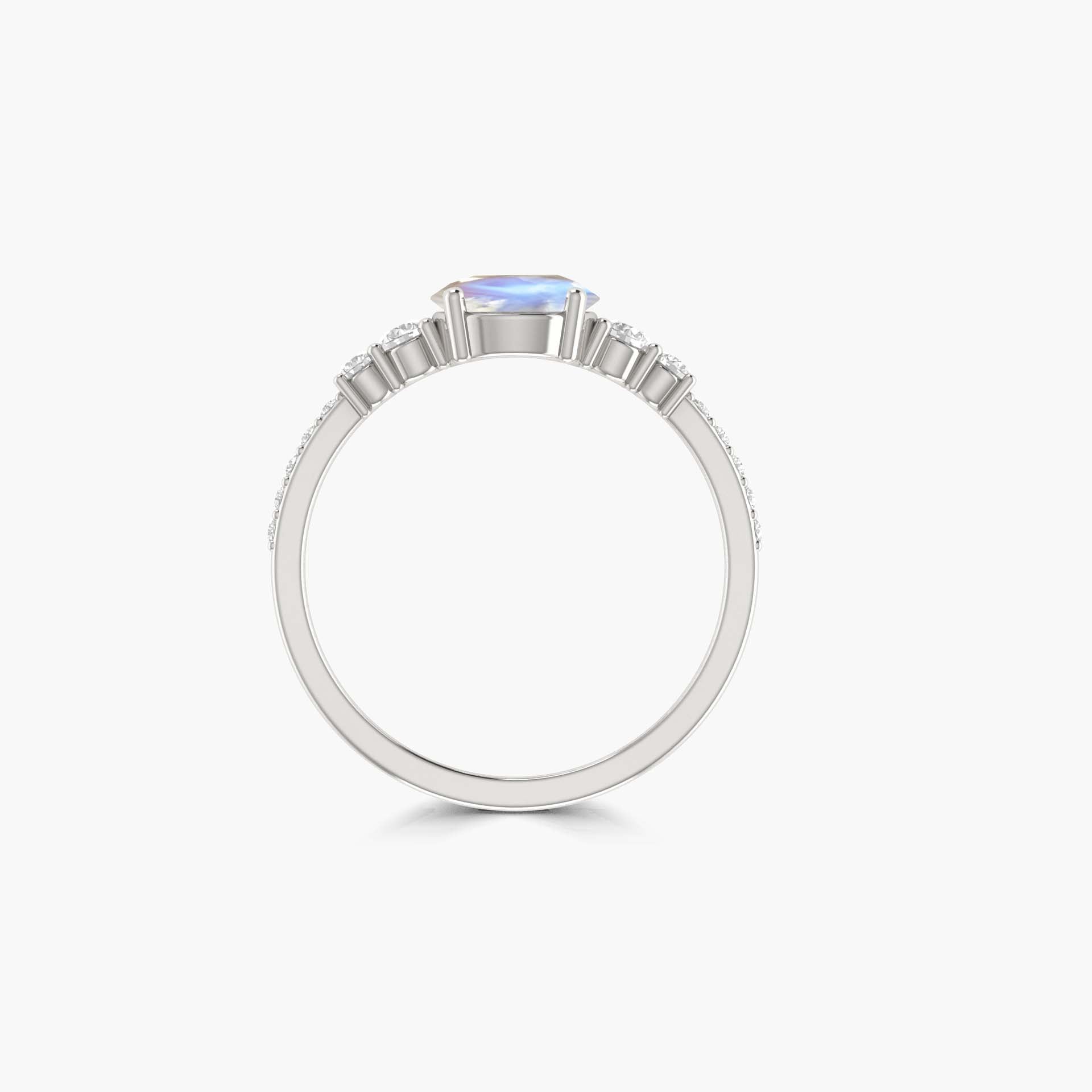 Round Moonstone with round Zircon Handcrafted ring