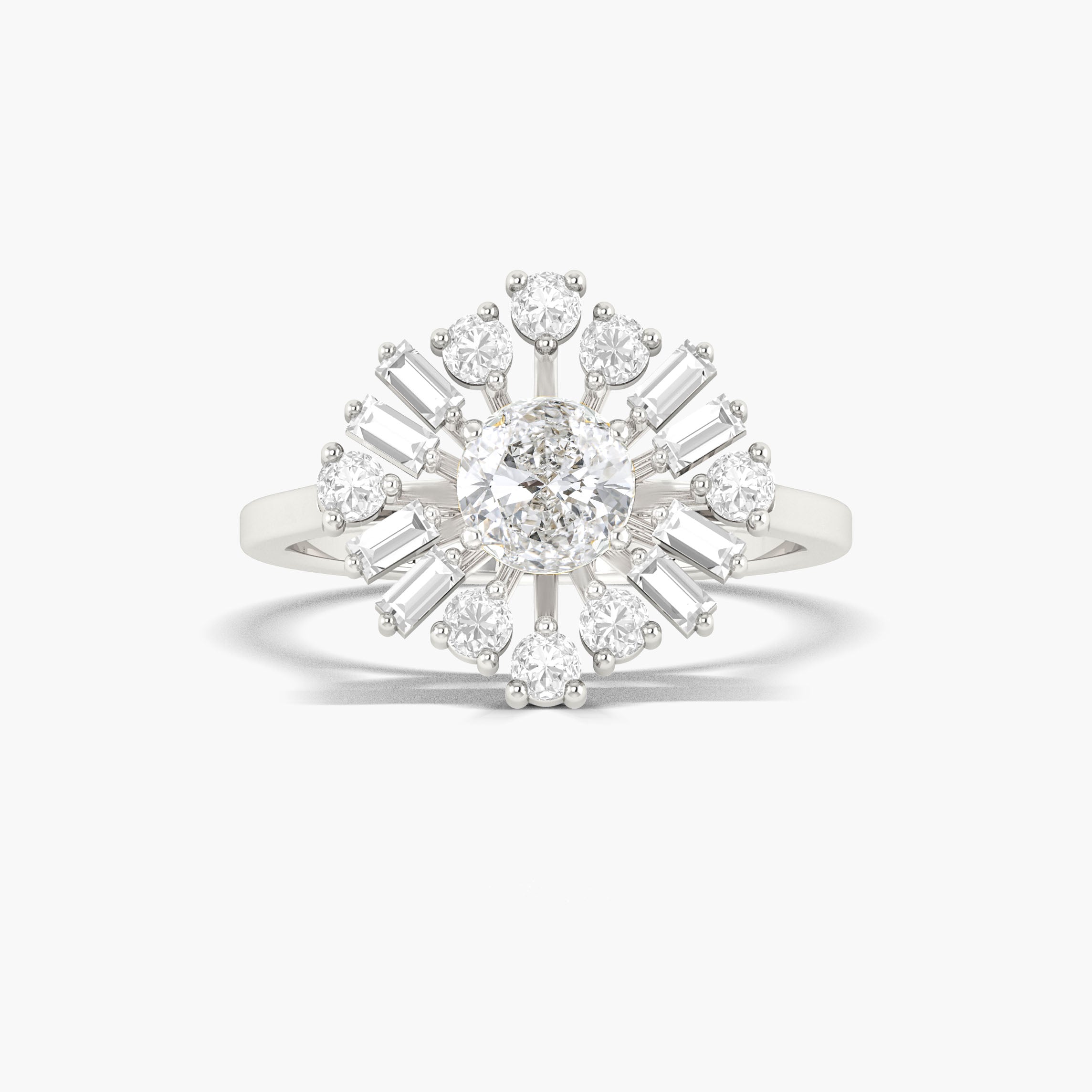 Round Cubic Zirconia simulated diamond Statement ring