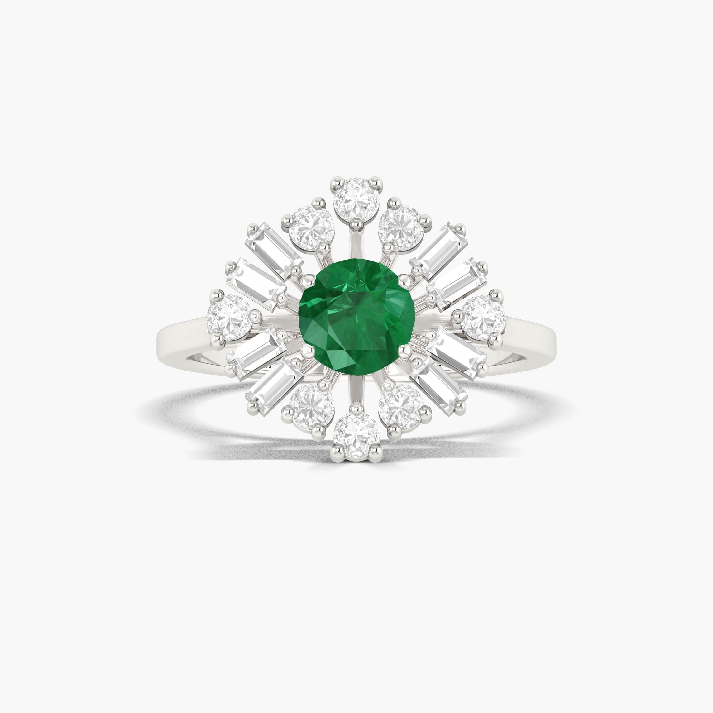 Emerald round statement 18k Gold Vermeil and silver ring