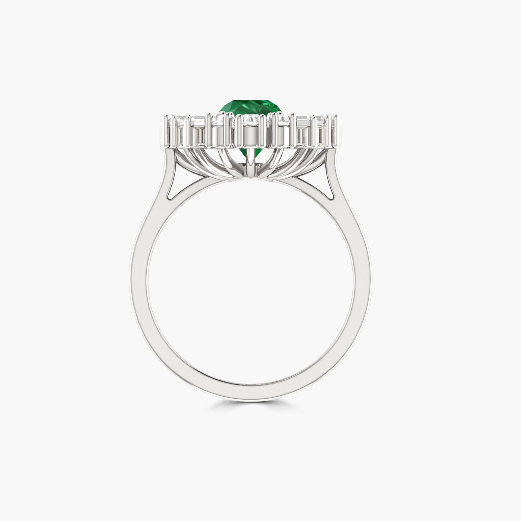 Emerald round statement 18k Gold Vermeil and silver ring