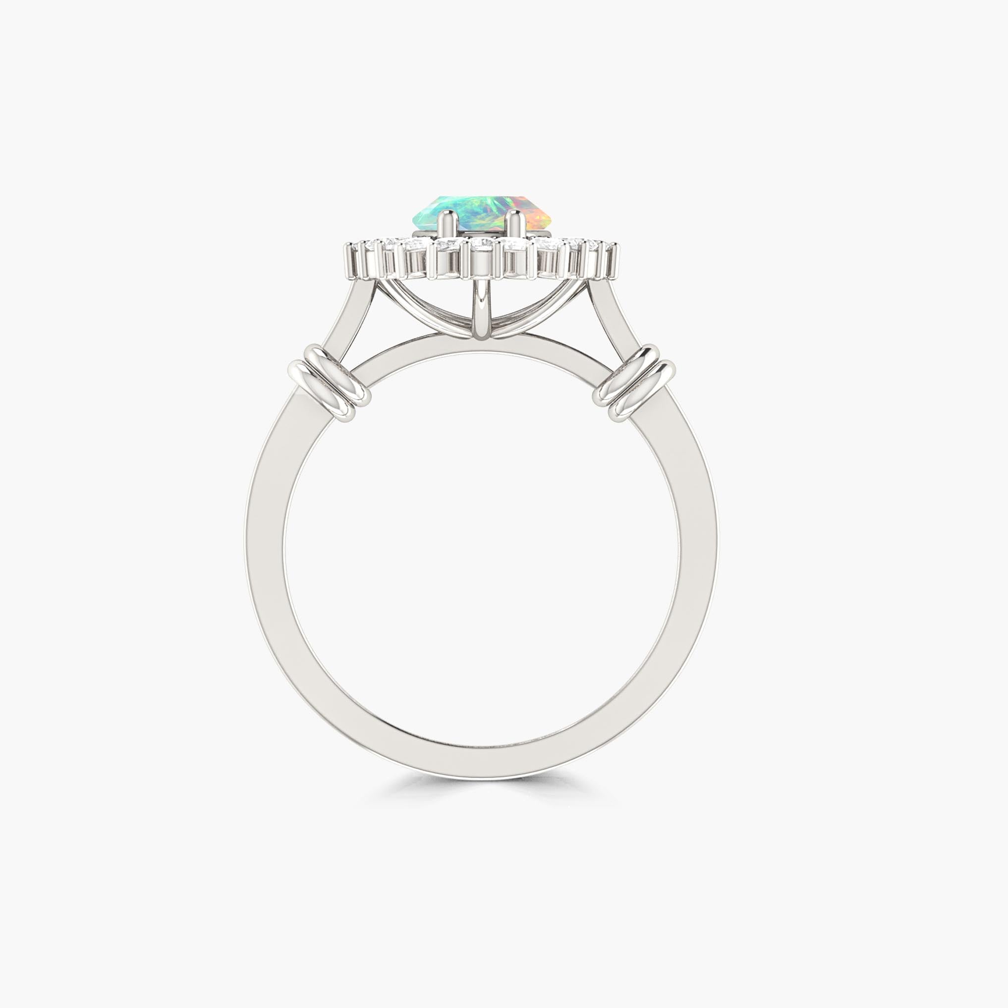 White opal prong sett statement Engagement or purpose ring