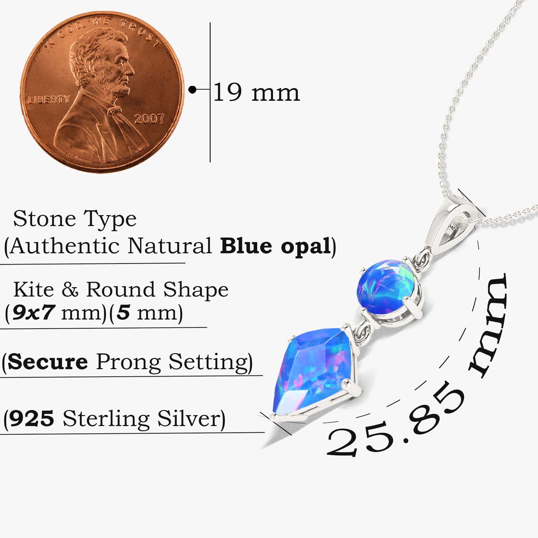 opal pendant in blue color