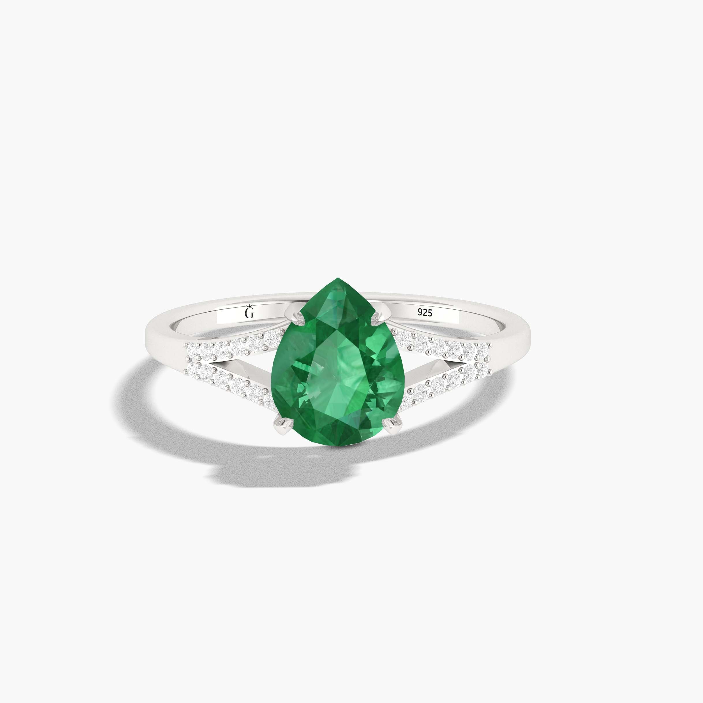 silver emerald ring