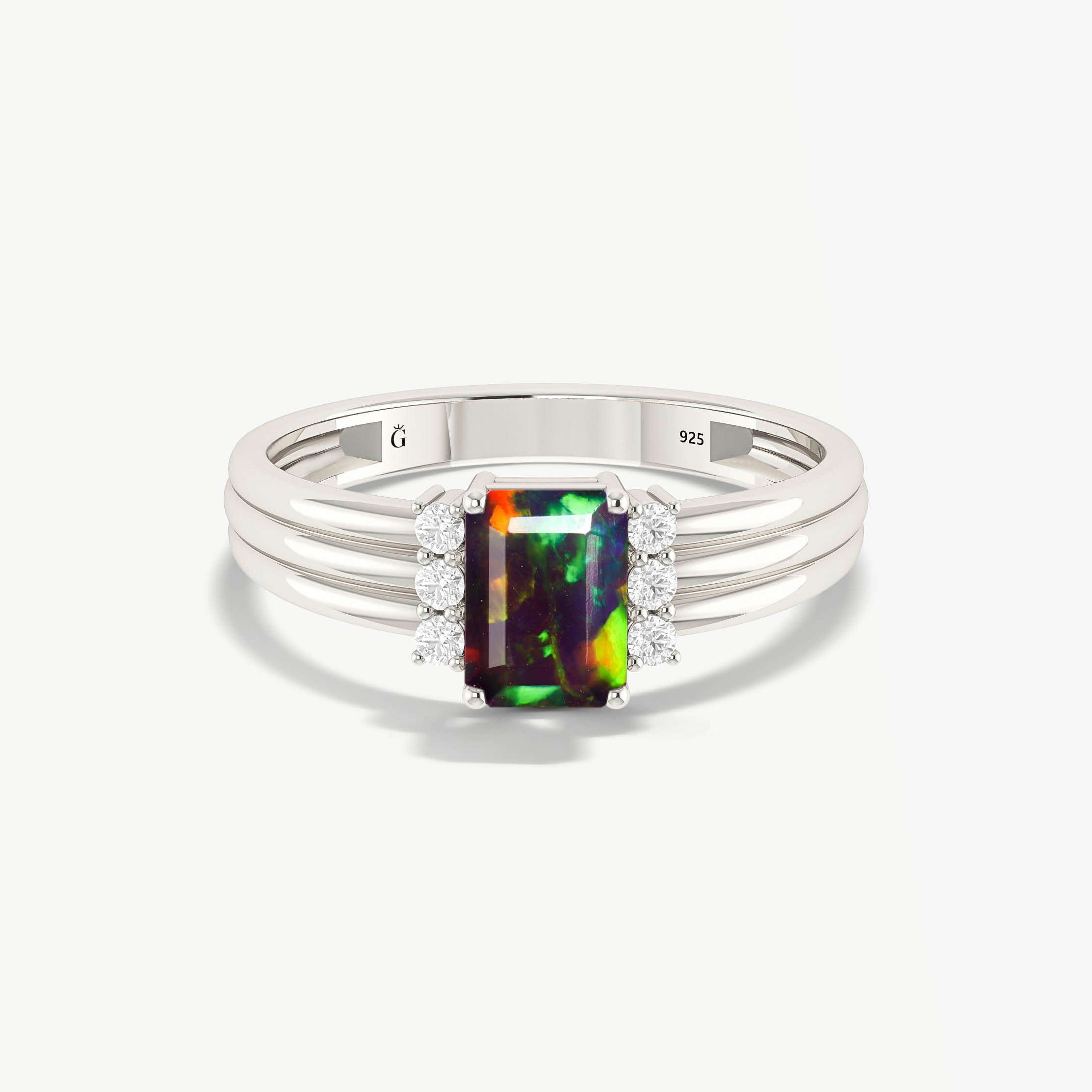 Sterling silver black opal ring