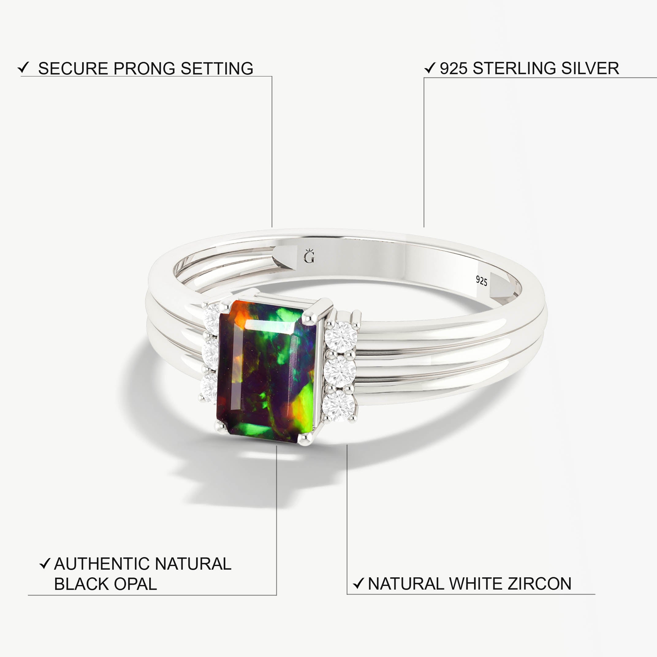 silver black opal ring