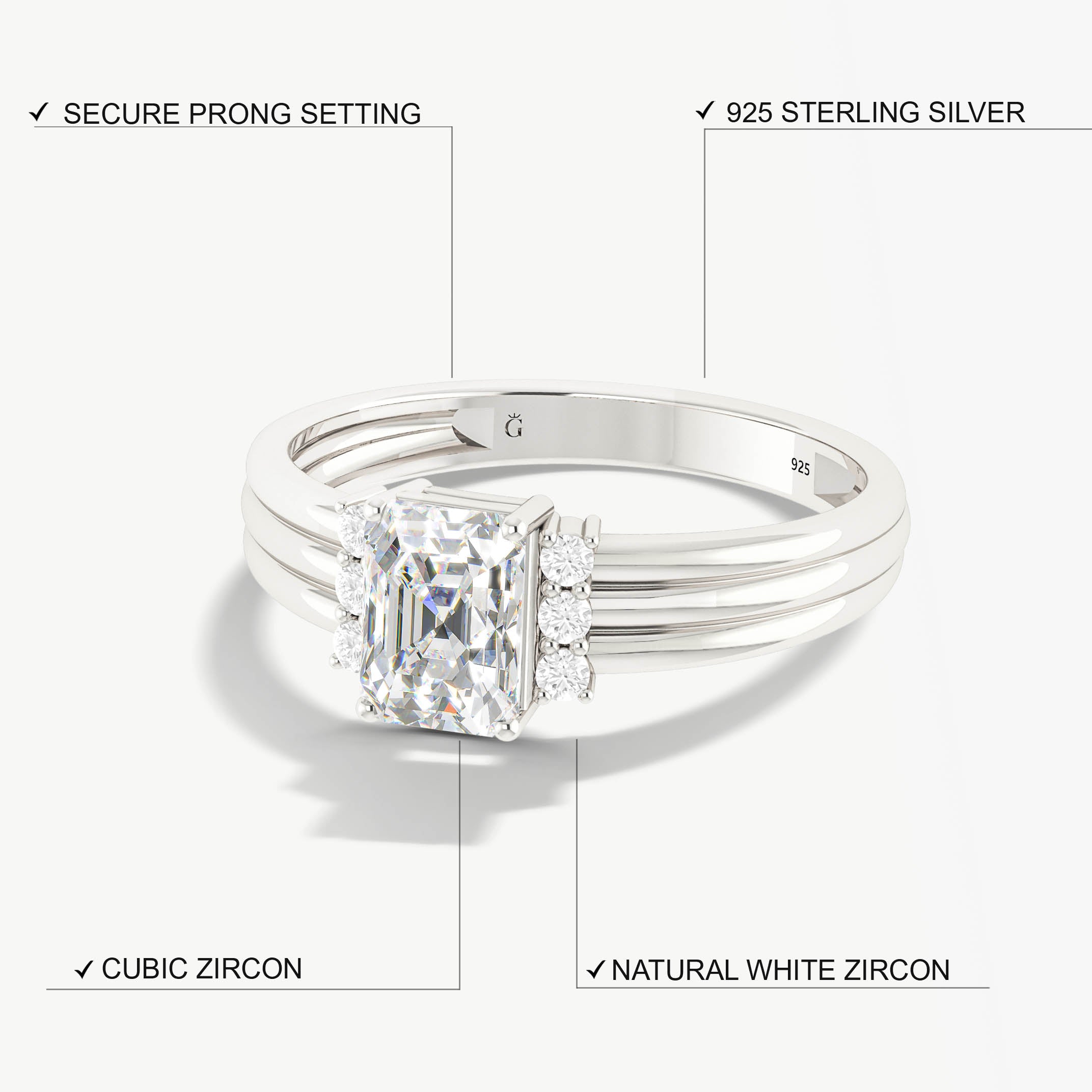 Natural White Zircon Ring Gift For Anniversary