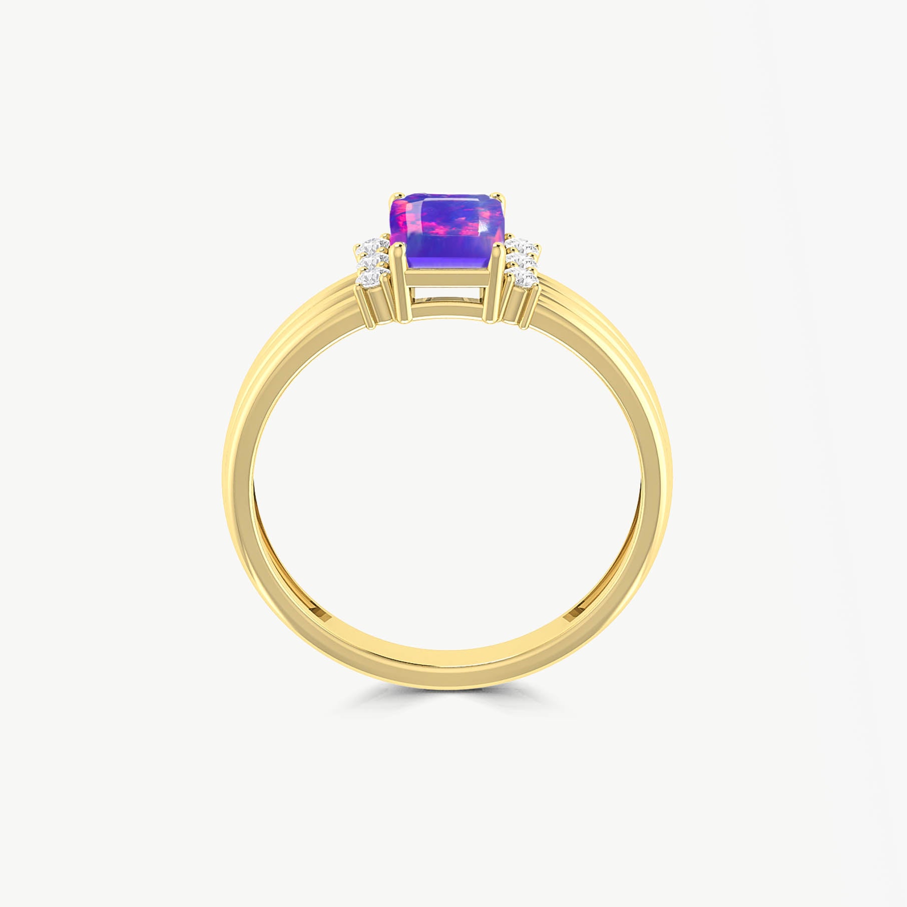 Natural Ethiopian Fire Lavender Opal Ring for Her