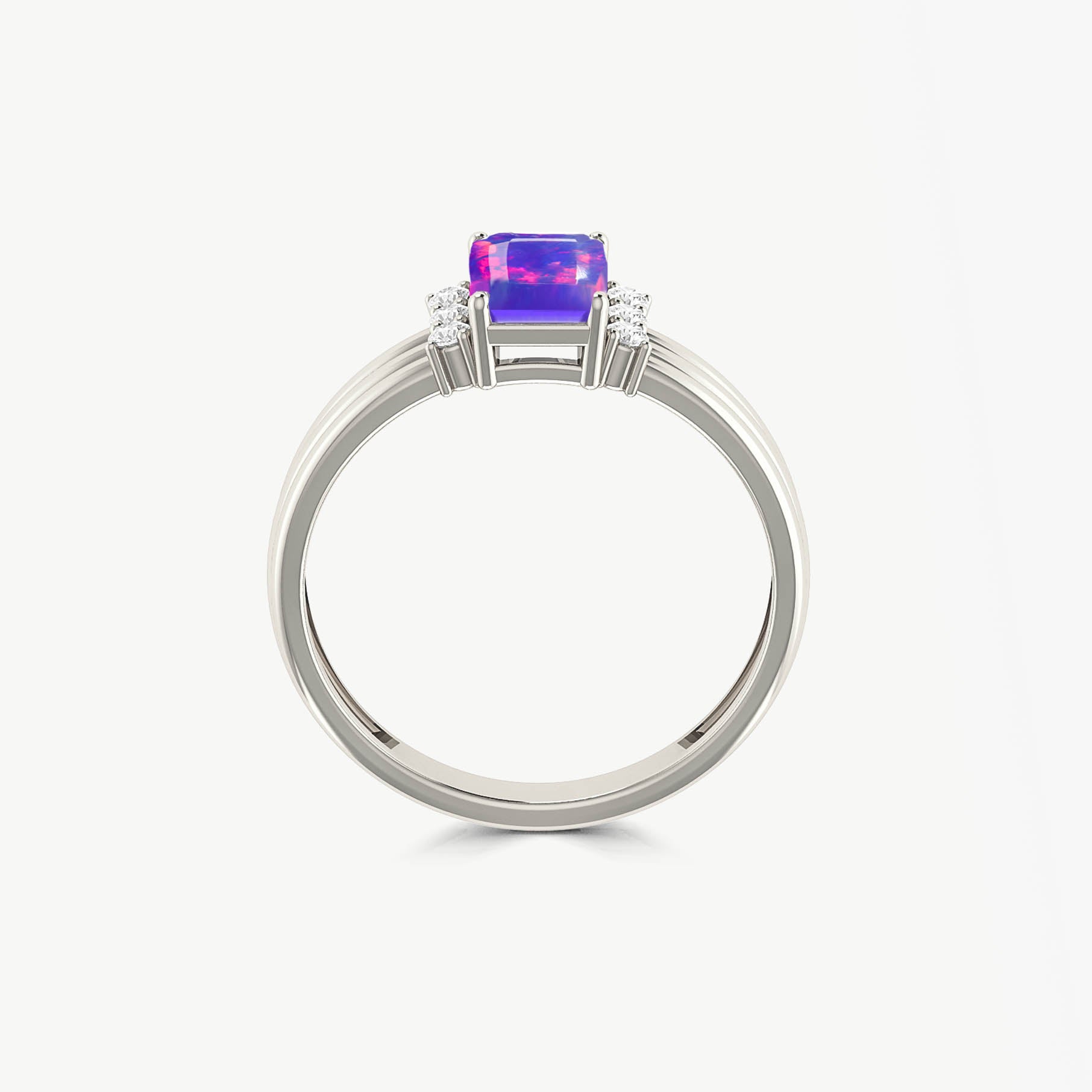 Natural Ethiopian Fire Lavender Opal Ring for Her